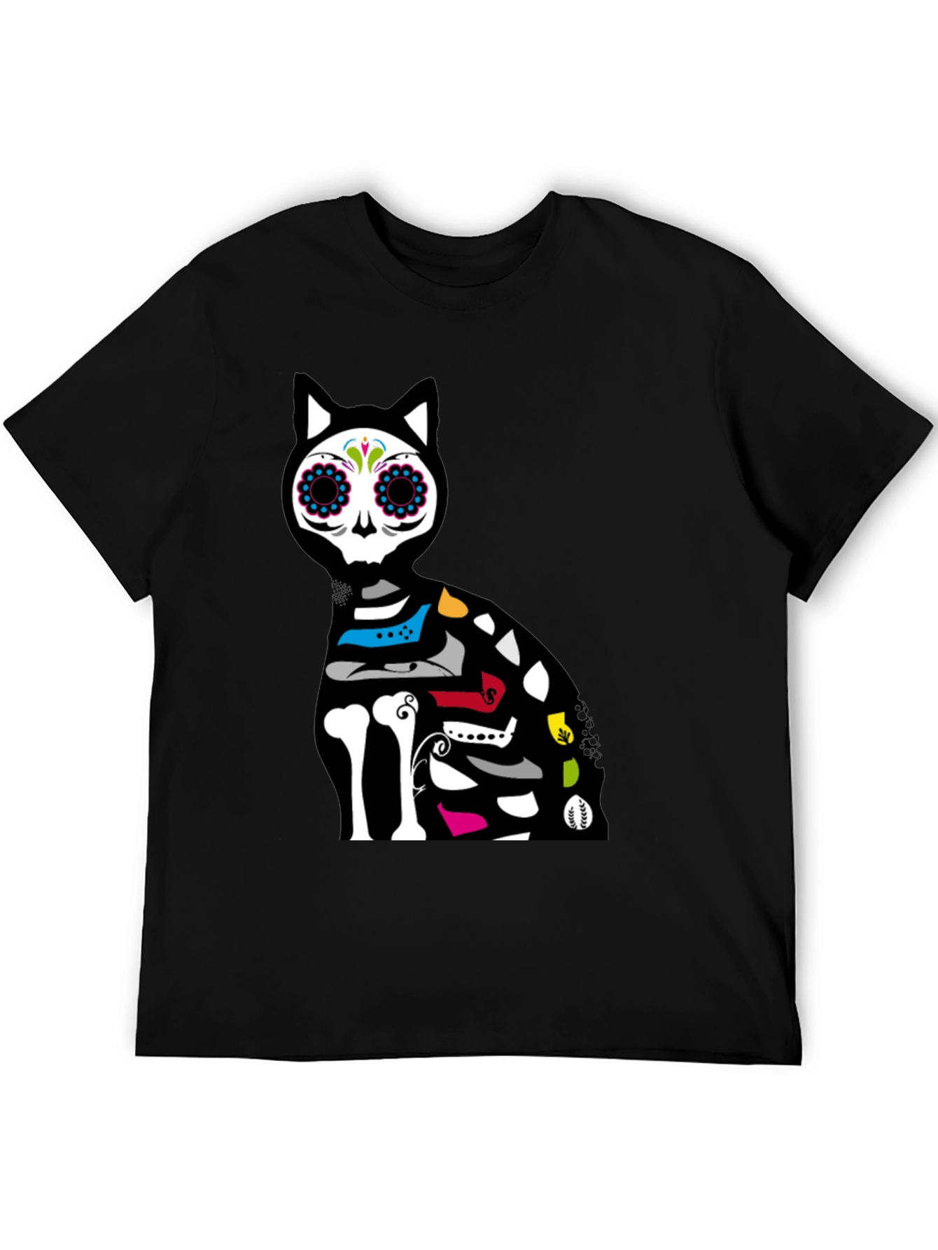 Sugar Skull Cat Graphic T-Shirt