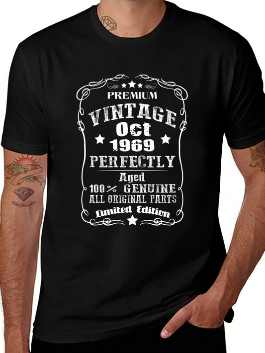 Vintage Oct 1969 Birthday T-Shirt - Aged Perfectly