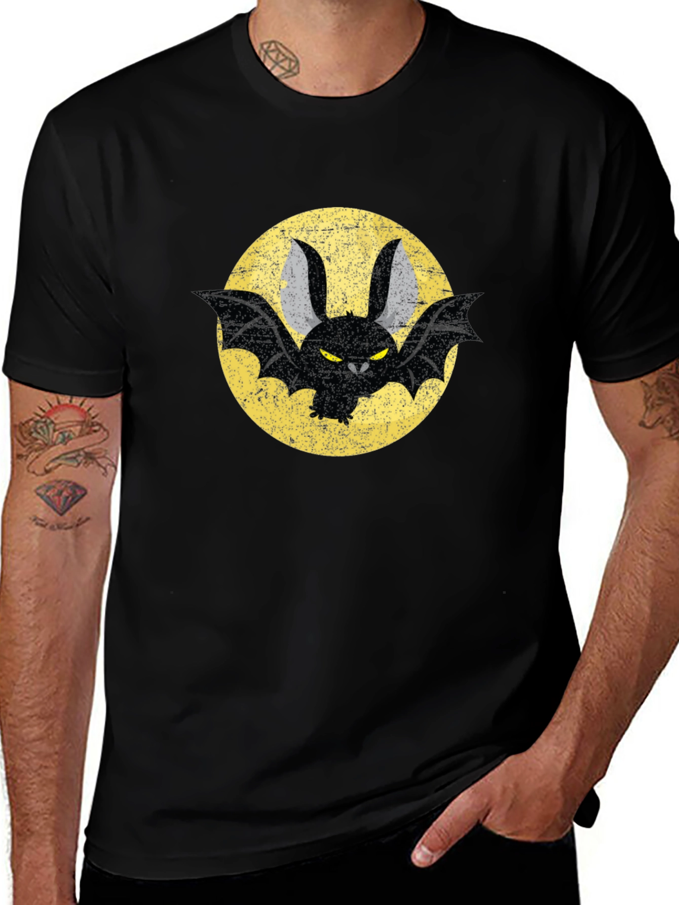 Bat Graphic T-Shirt - Black