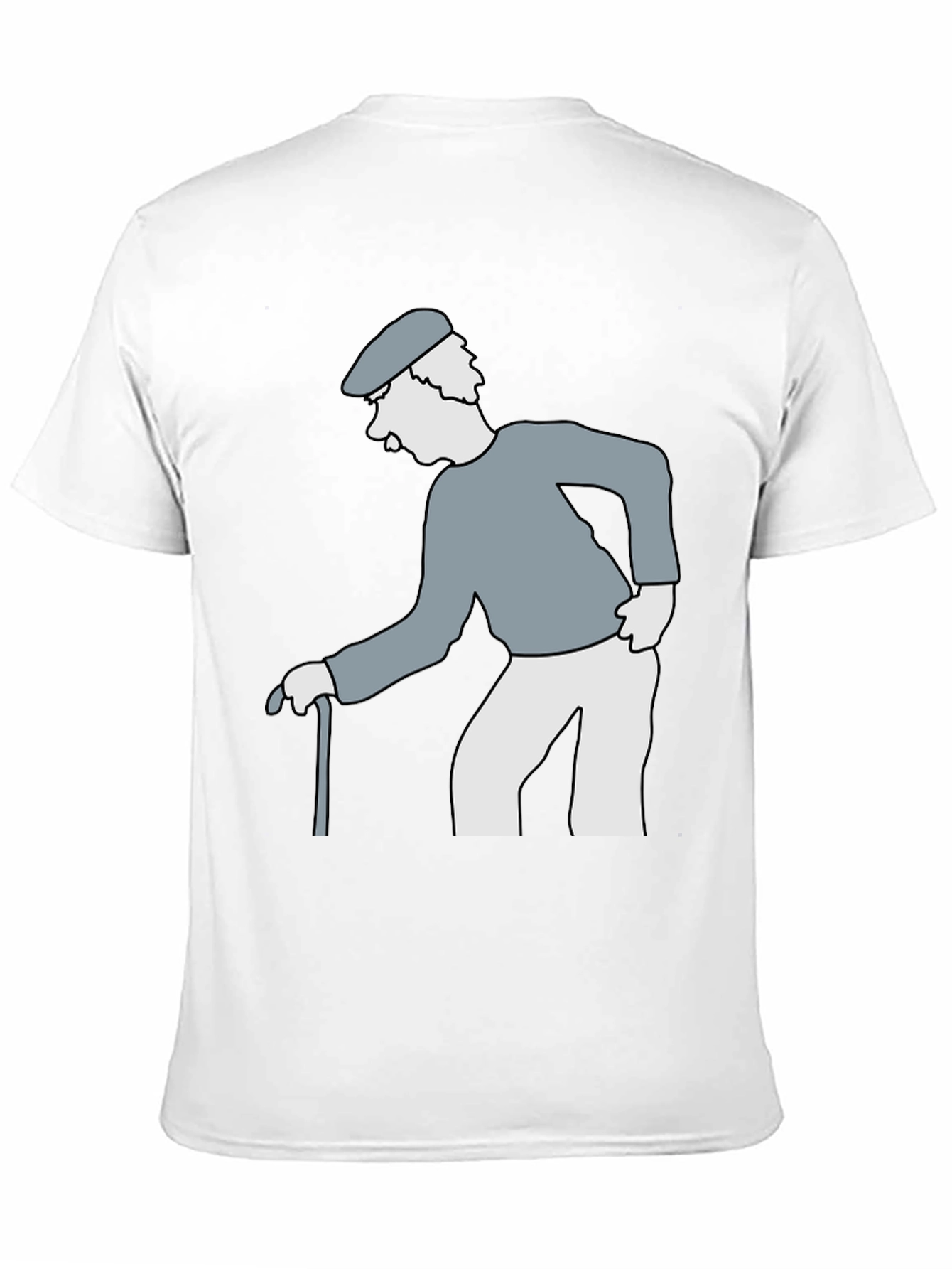 Cartoon Grandpa on Black T-Shirt