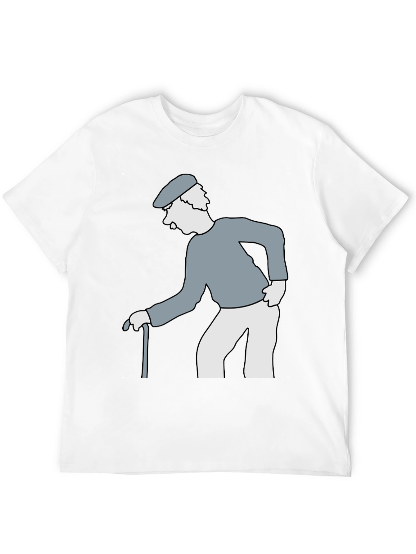 Cartoon Grandpa on Black T-Shirt