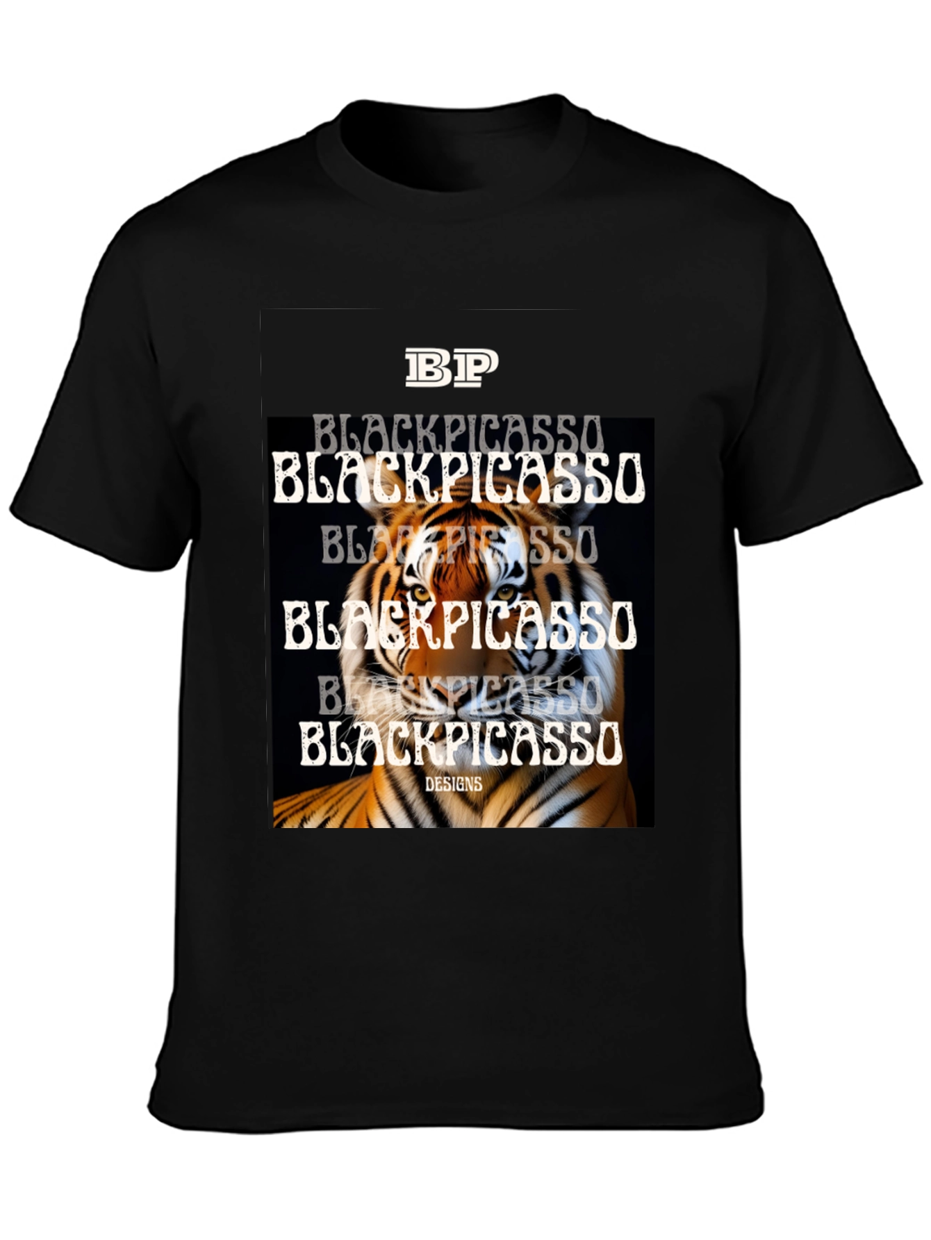 Black Picasso Tiger Graphic Tee