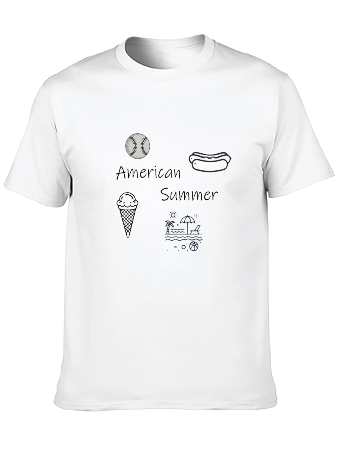 American Summer T-Shirt Baseball Hotdog Beach Tee