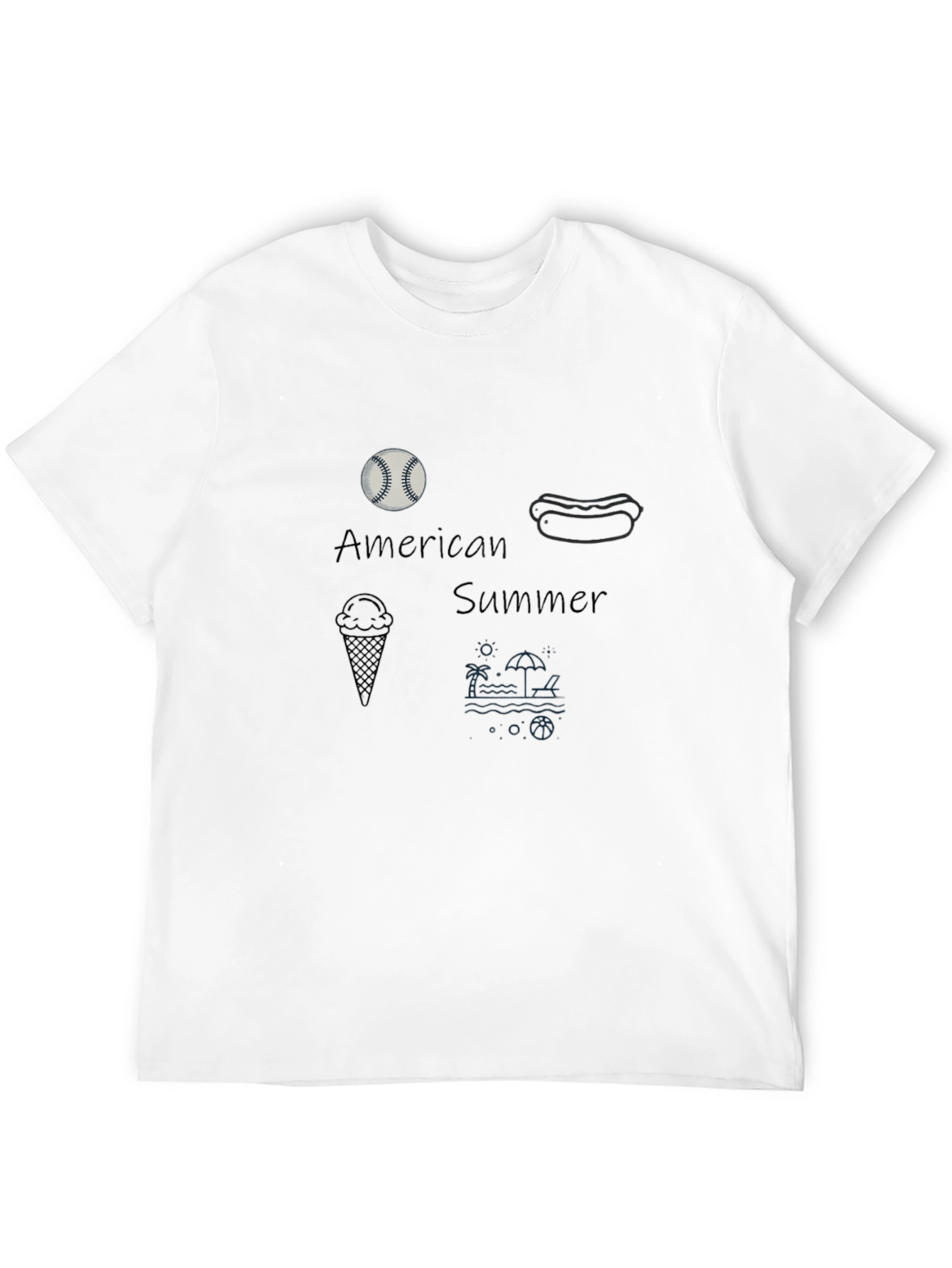 American Summer T-Shirt Baseball Hotdog Beach Tee
