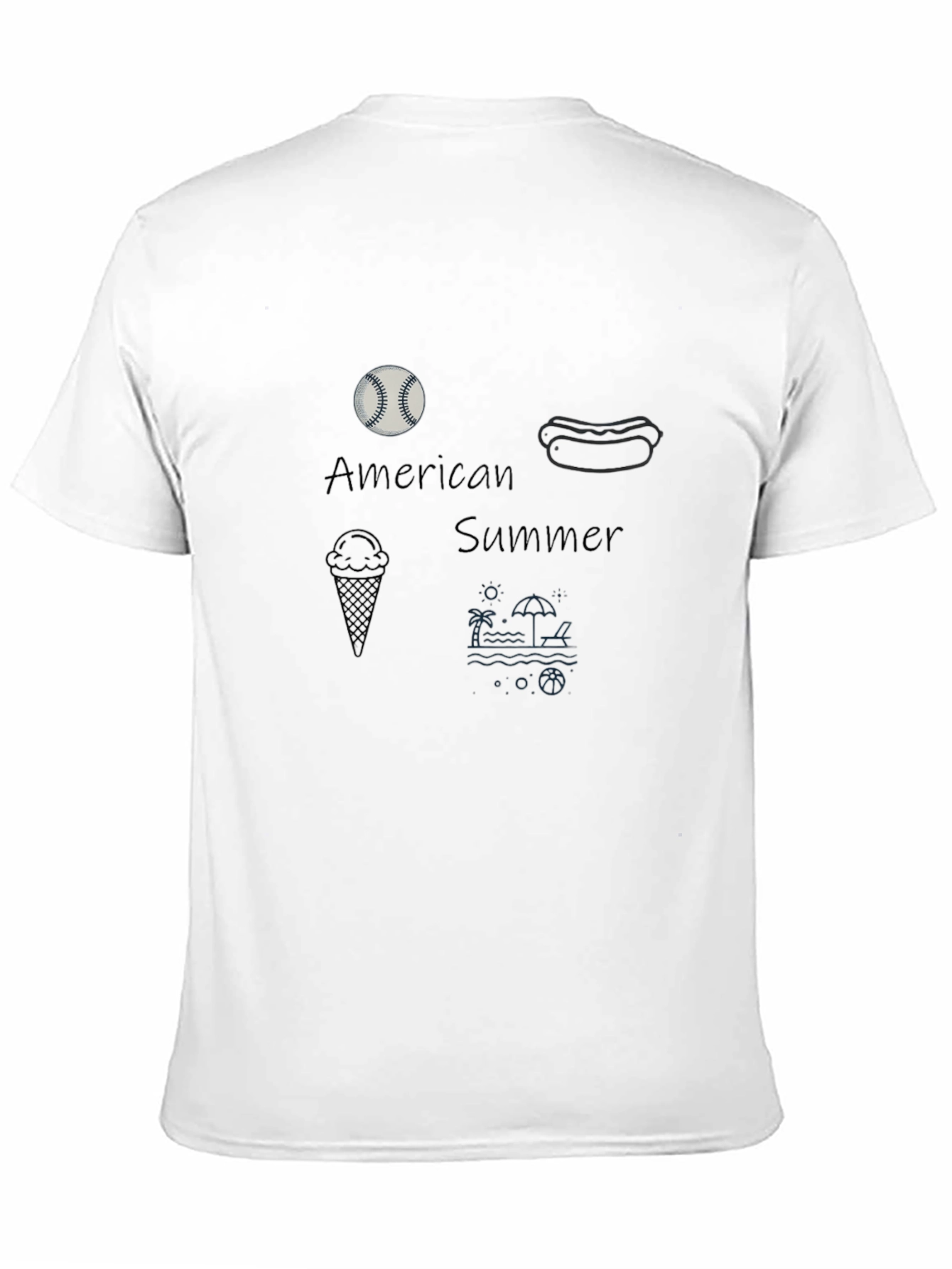 American Summer T-Shirt Baseball Hotdog Beach Tee
