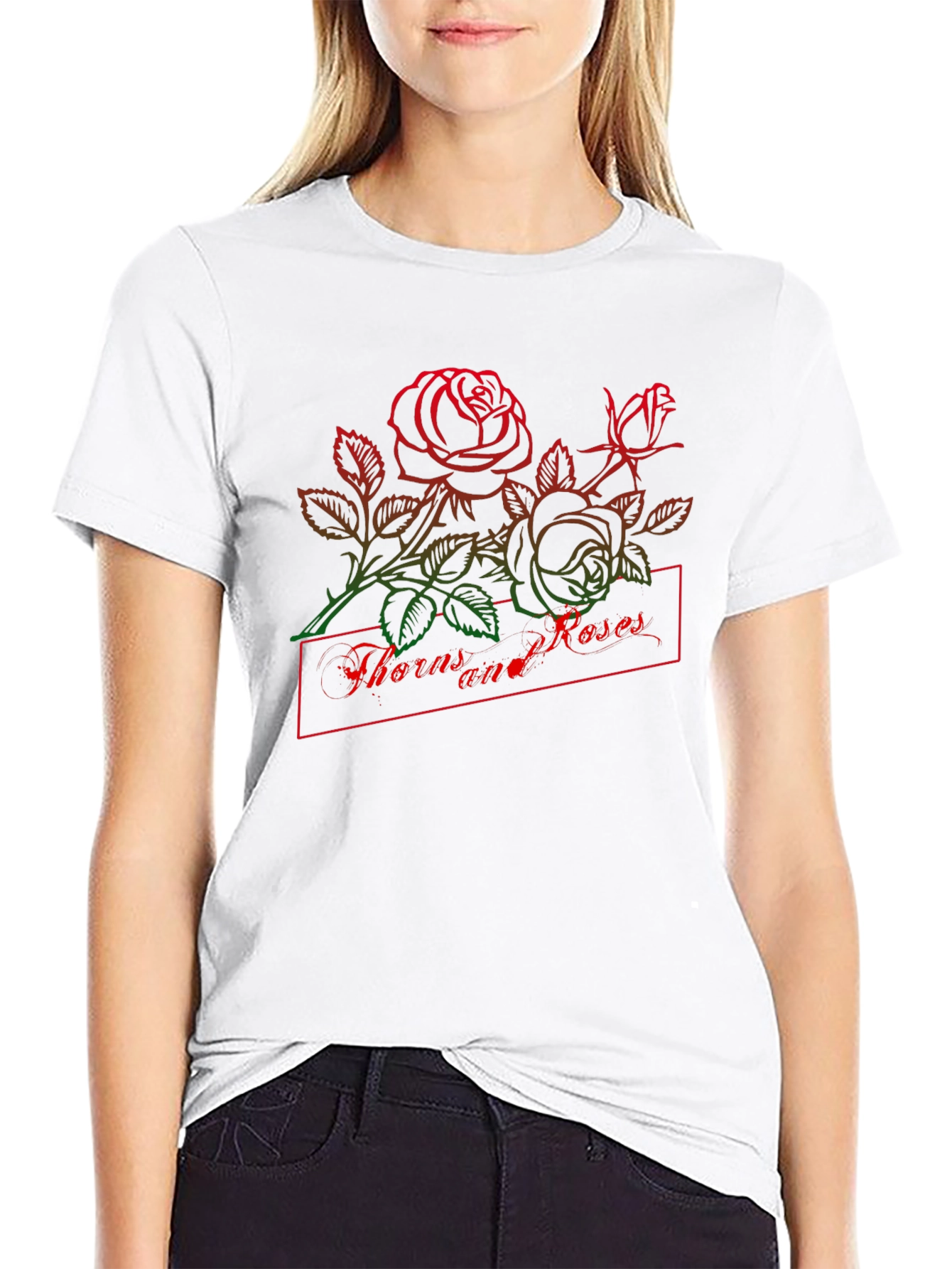 Thorns and Roses Graphic Black T-Shirt