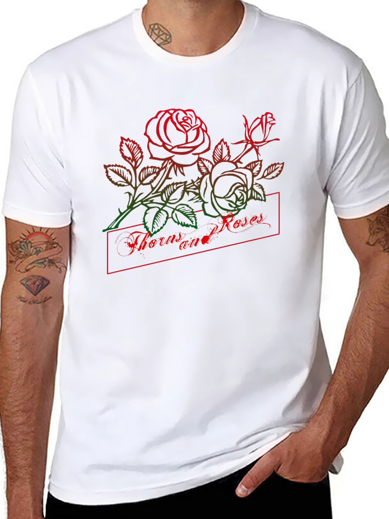 Thorns and Roses Graphic Black T-Shirt