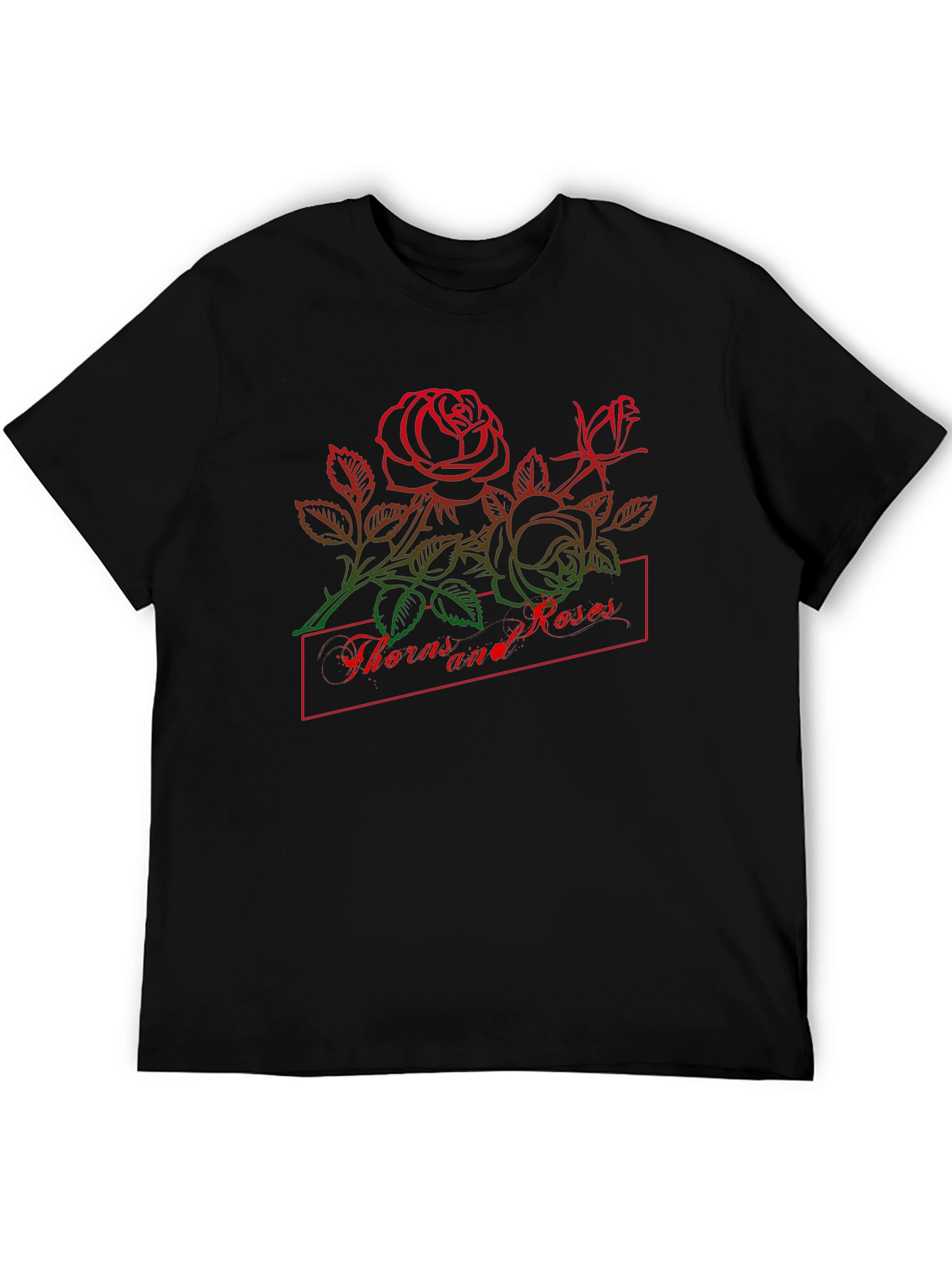 Thorns and Roses Graphic Black T-Shirt