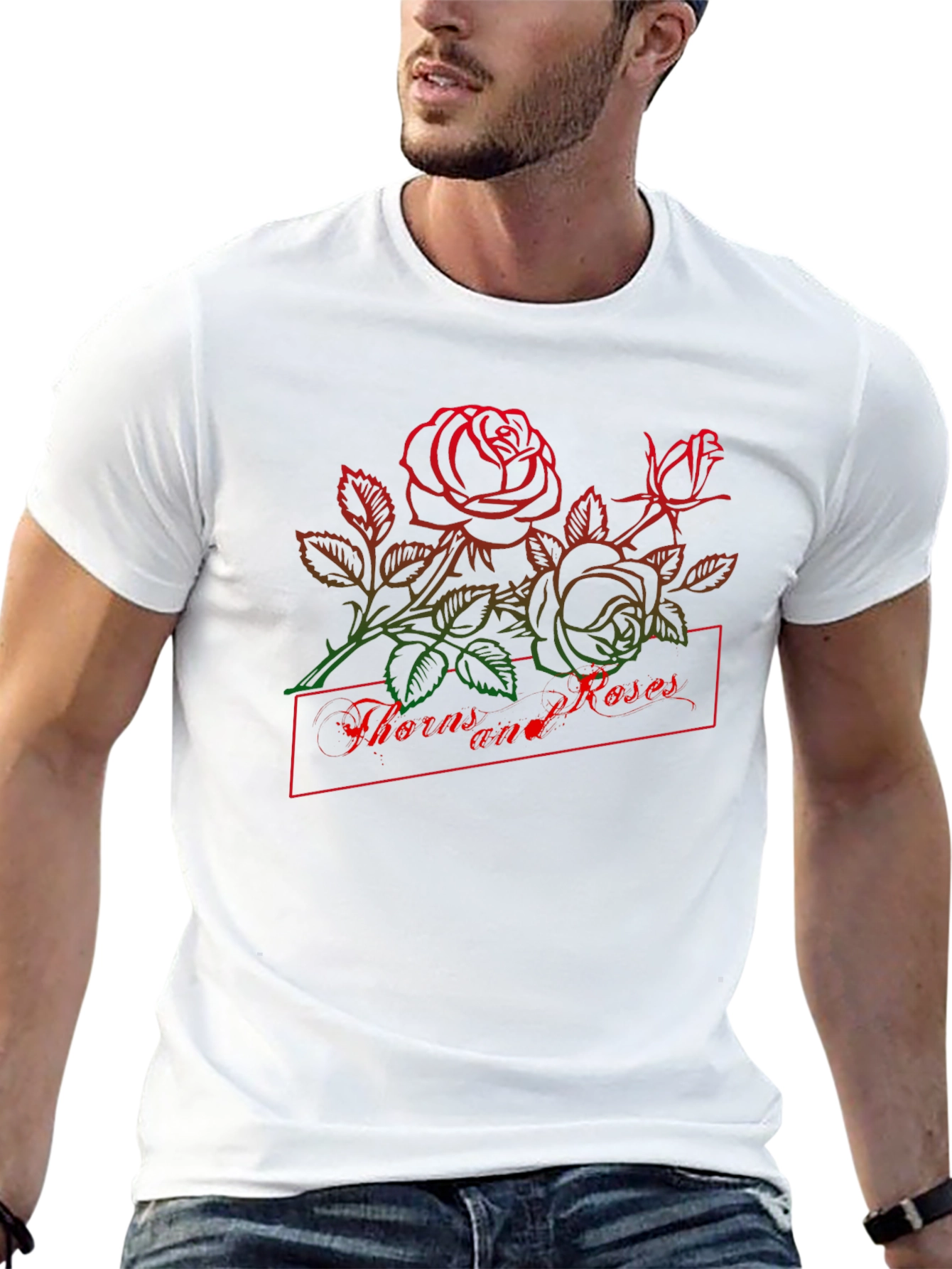 Thorns and Roses Graphic Black T-Shirt