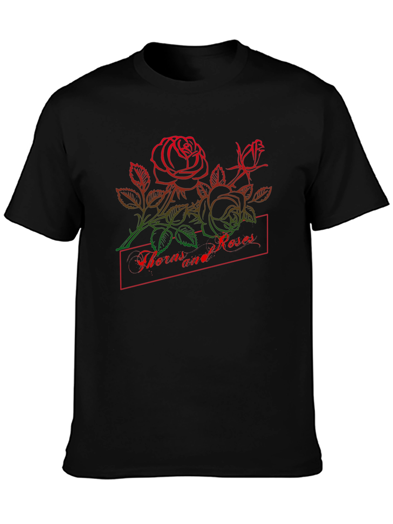Thorns and Roses Graphic Black T-Shirt
