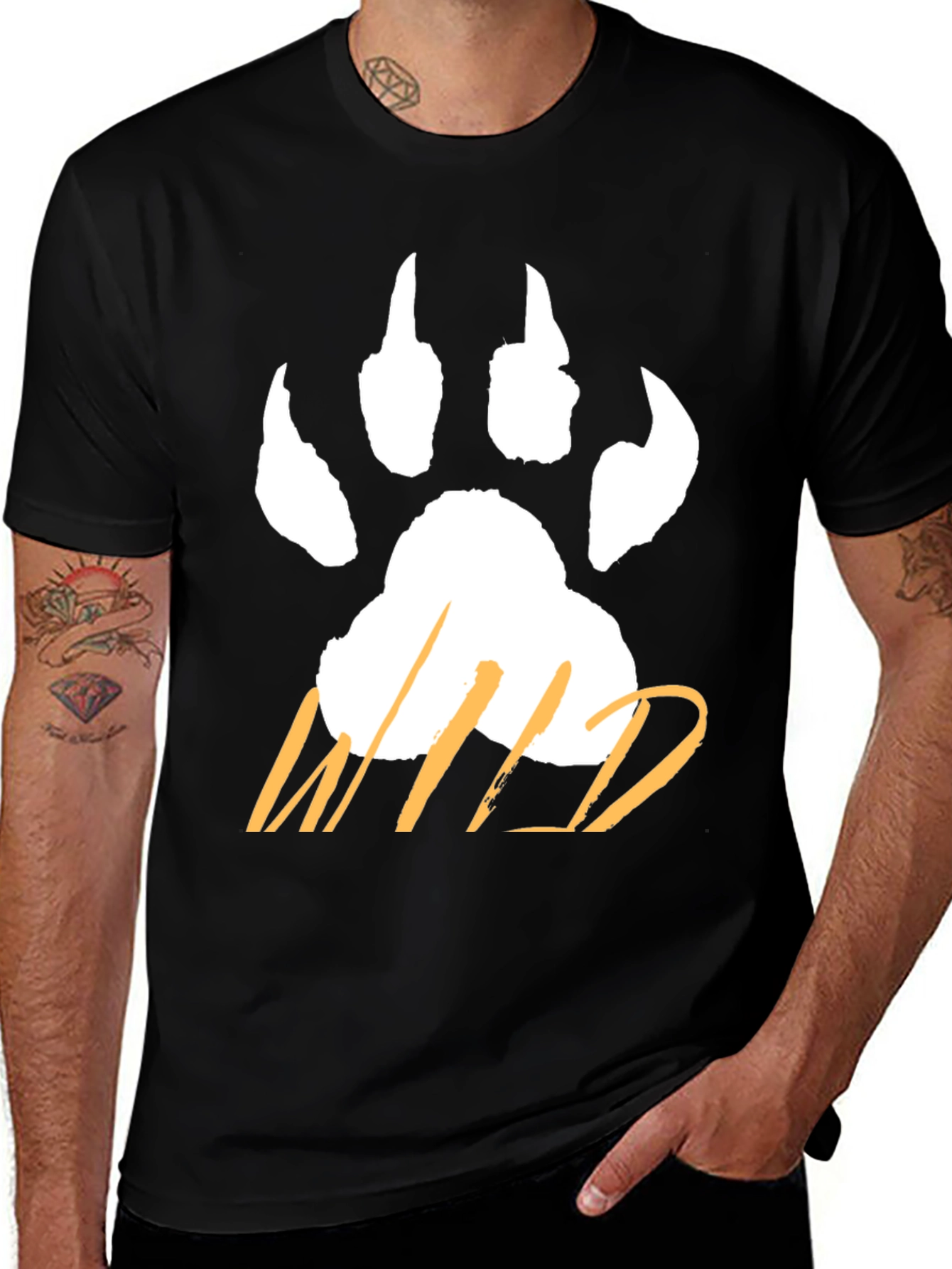 Wild Paw Print T-Shirt - Casual Graphic Tee