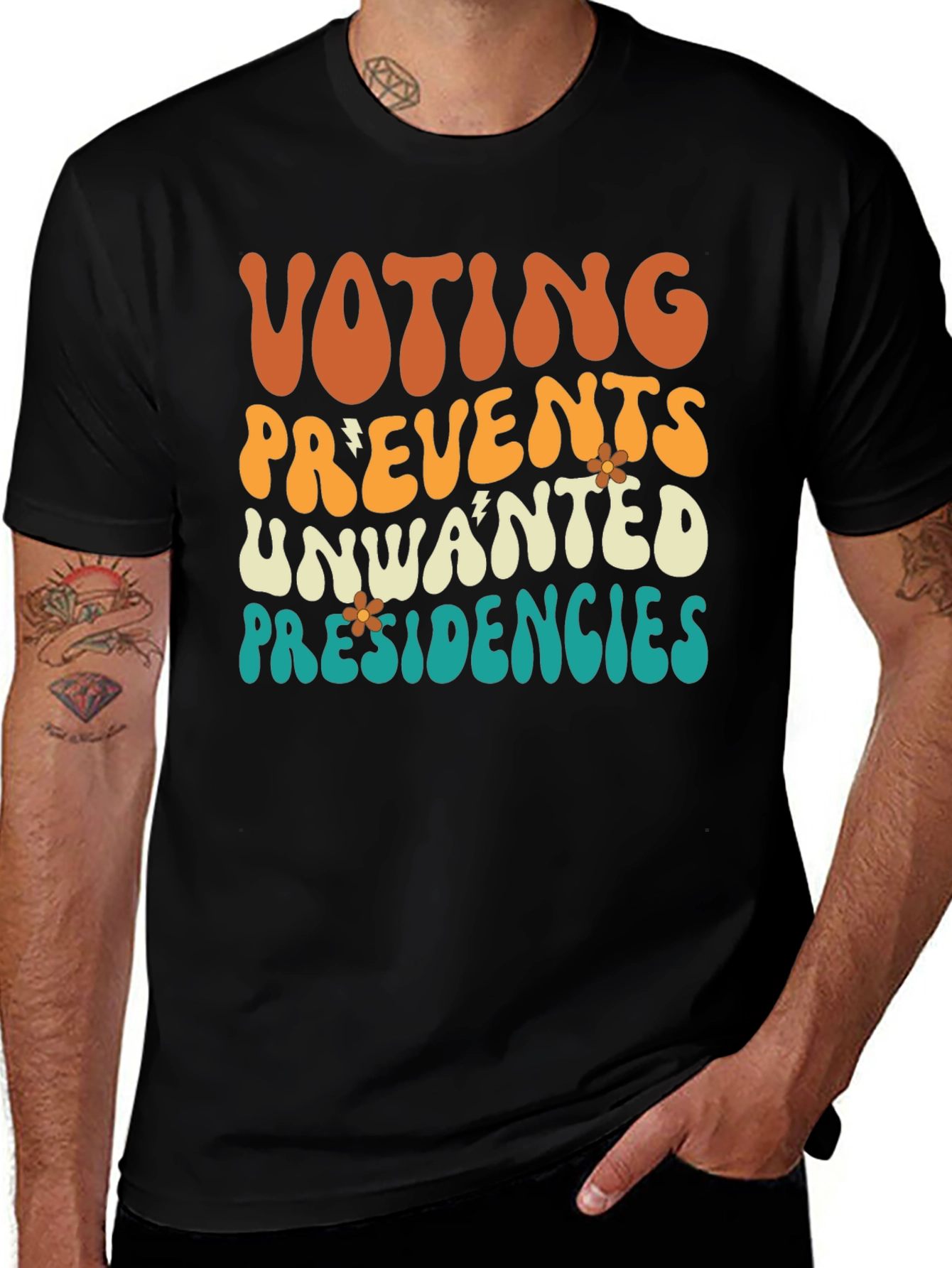 Voting Prevents Unwanted Presidencies Black Graphic Tee