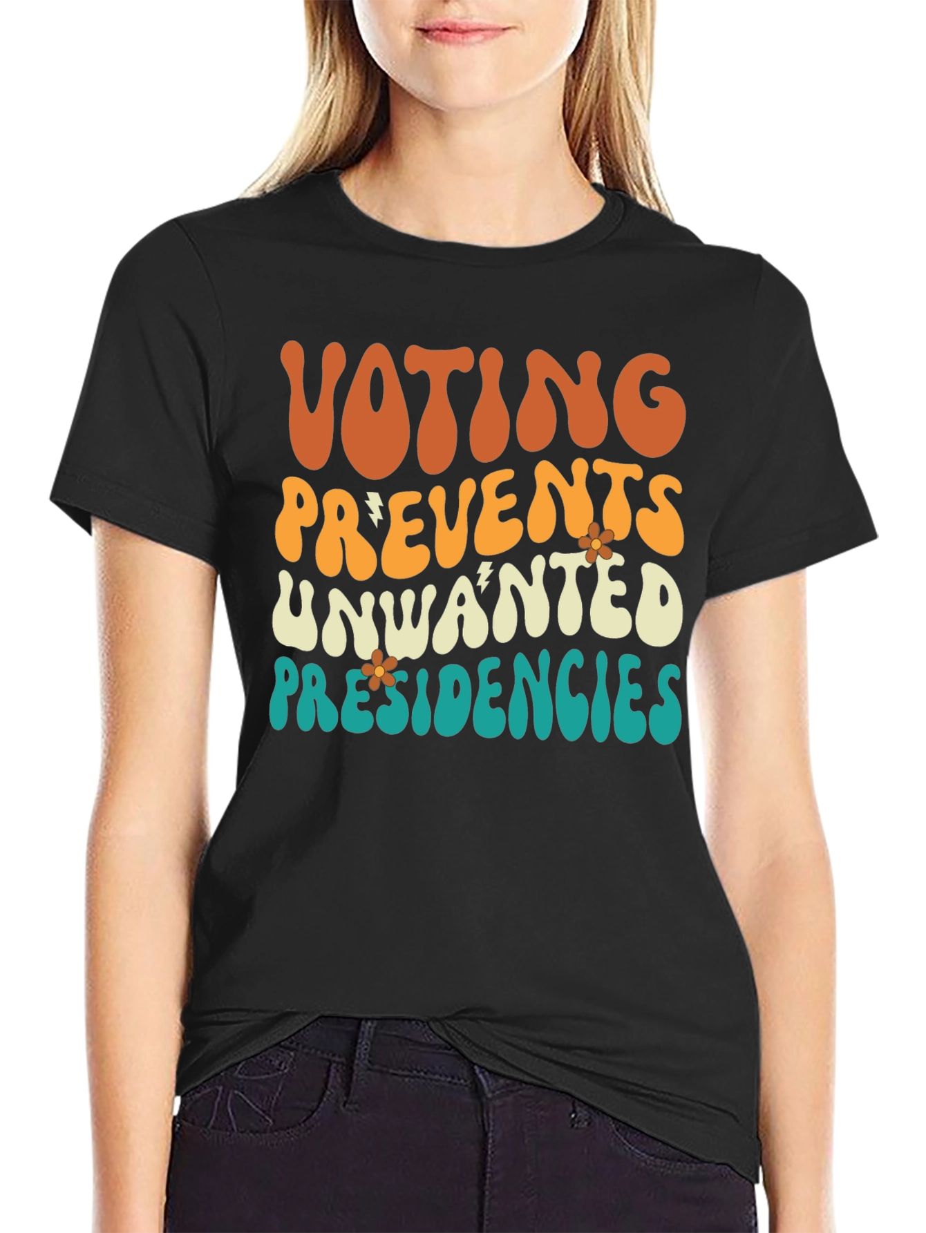 Voting Prevents Unwanted Presidencies Black Graphic Tee