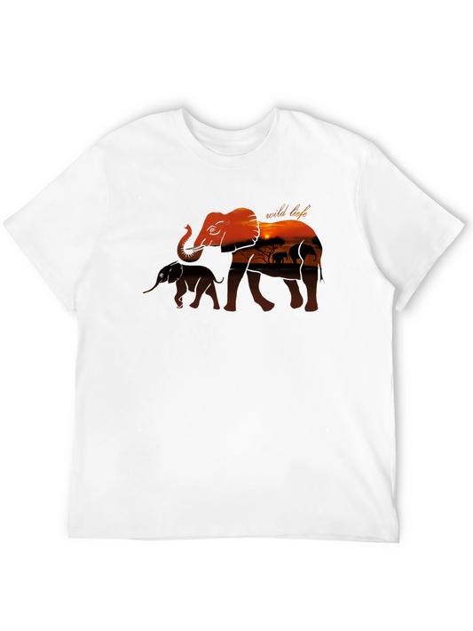 Wild Life Sunset Elephant Graphic T-Shirt