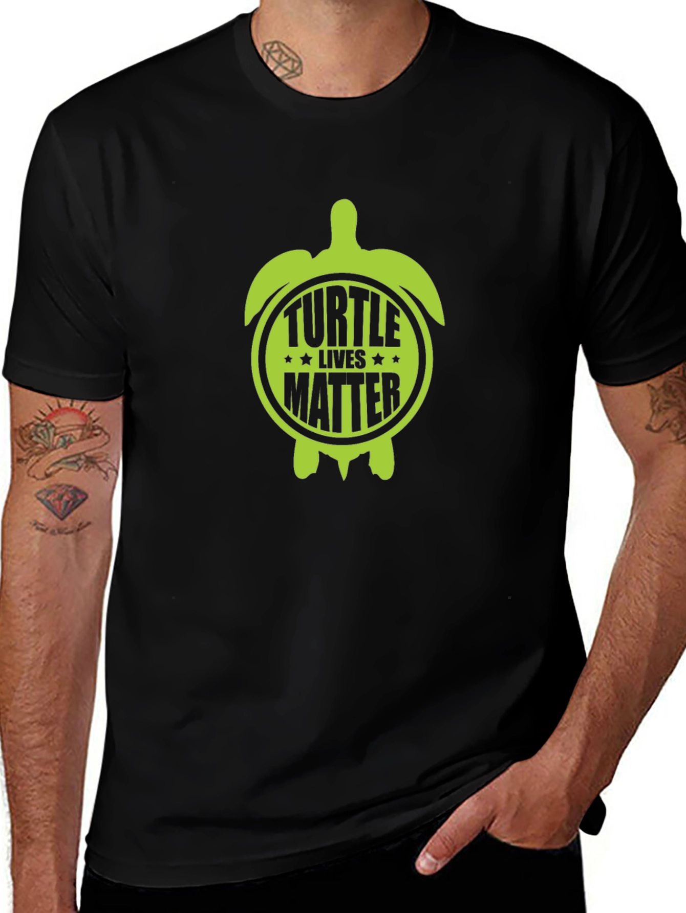 Turtle Lives Matter Graphic Tee - Black Cotton T-Shirt