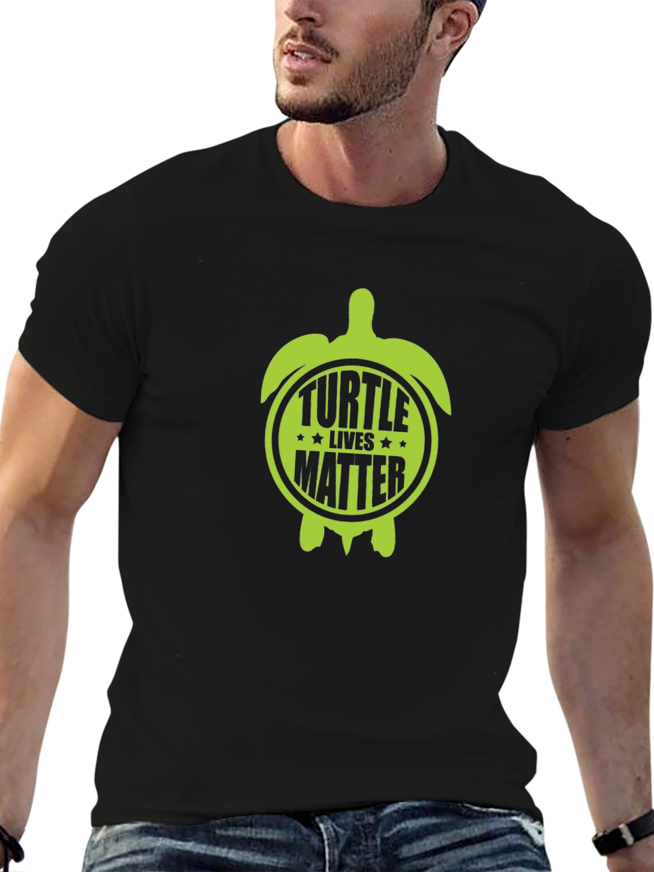 Turtle Lives Matter Graphic Tee - Black Cotton T-Shirt