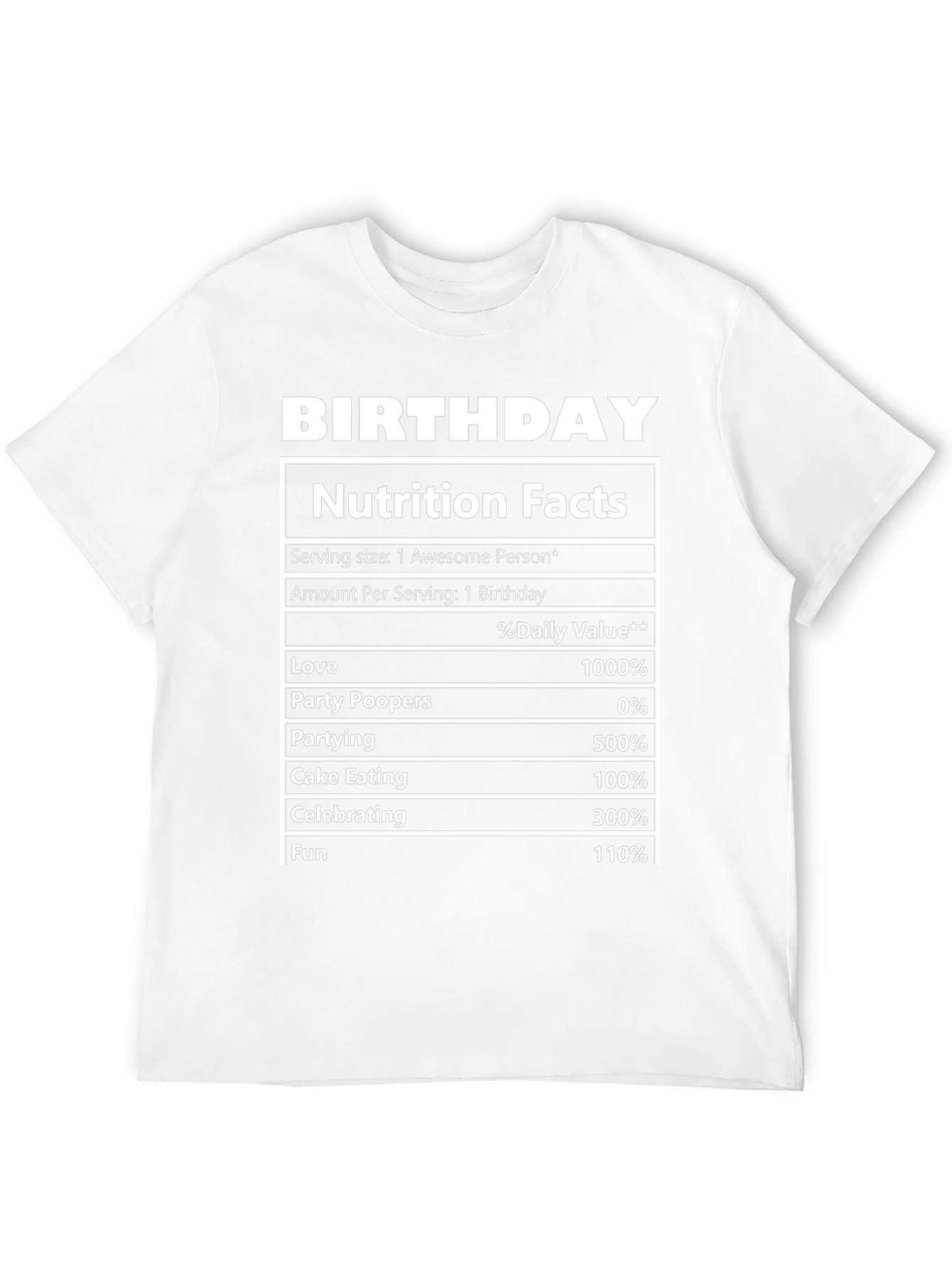 Birthday Nutrition Facts T-Shirt Funny Party Tee