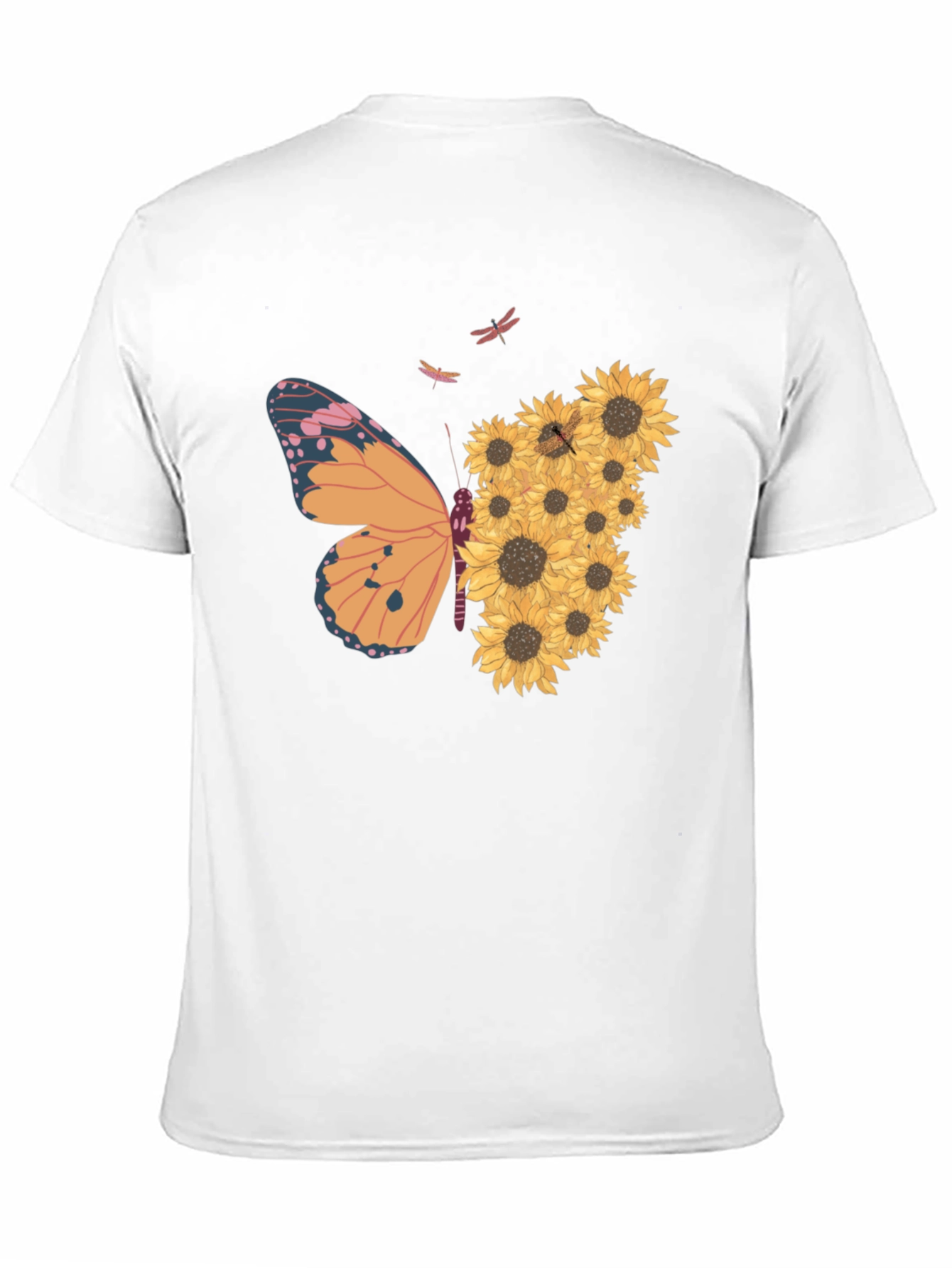 Butterfly Sunflower Graphic Tee - Black Unisex Shirt