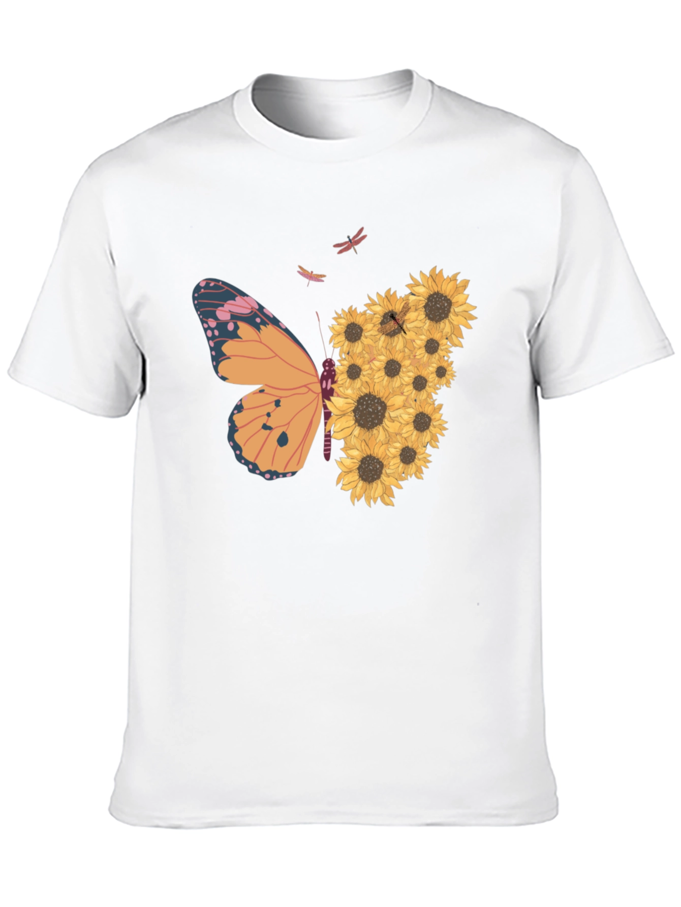 Butterfly Sunflower Graphic Tee - Black Unisex Shirt