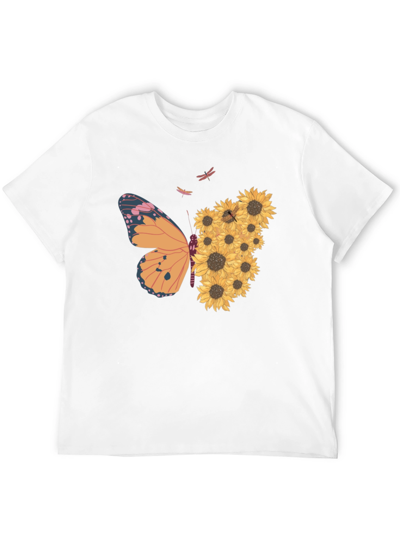 Butterfly Sunflower Graphic Tee - Black Unisex Shirt