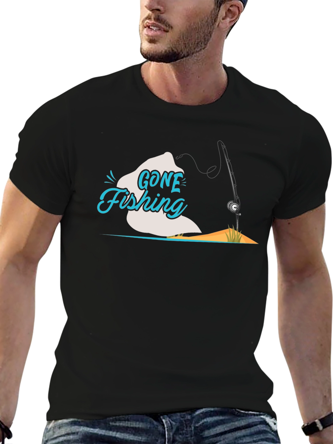 Gone Fishing Black T-Shirt