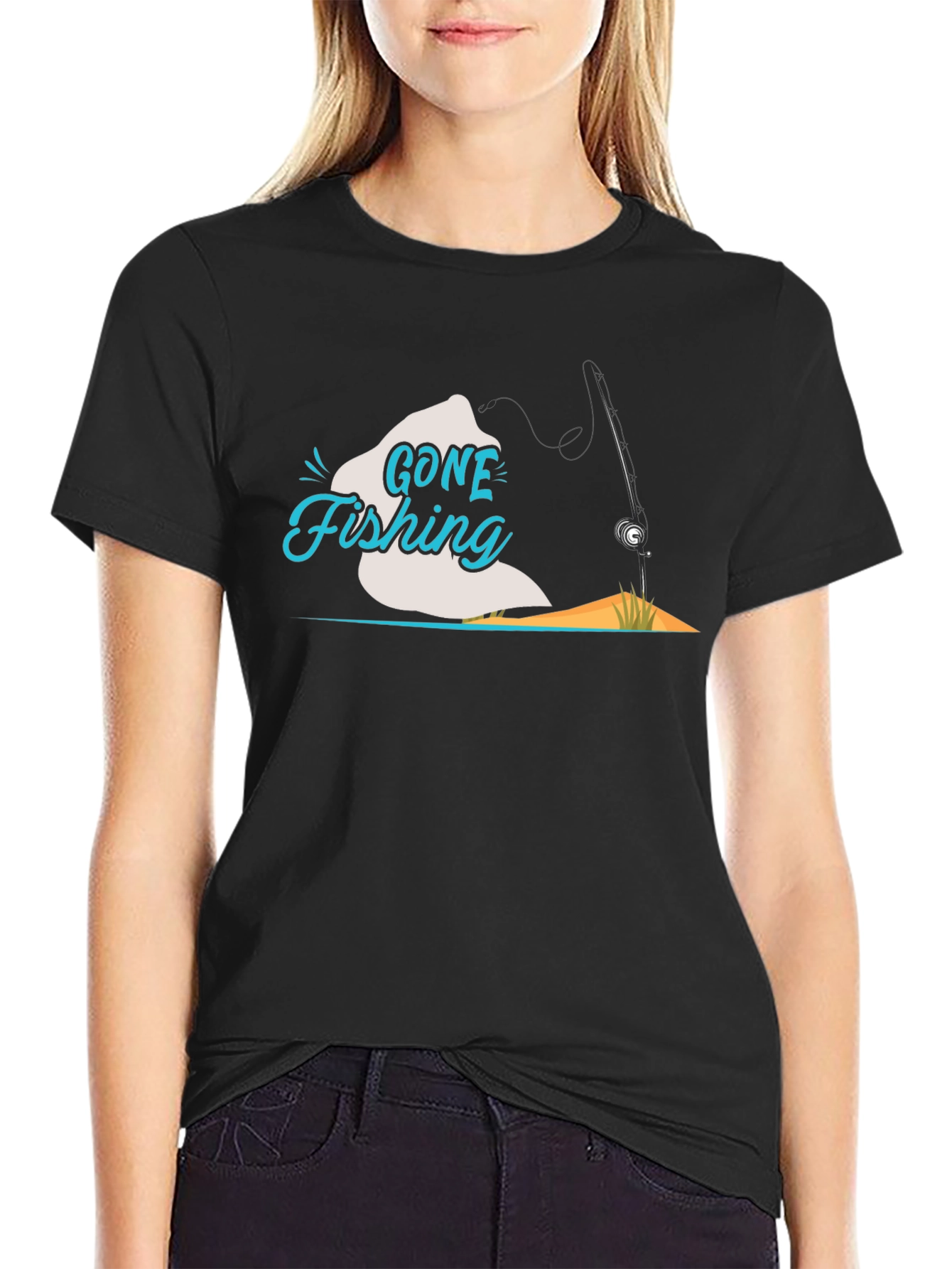 Gone Fishing Black T-Shirt