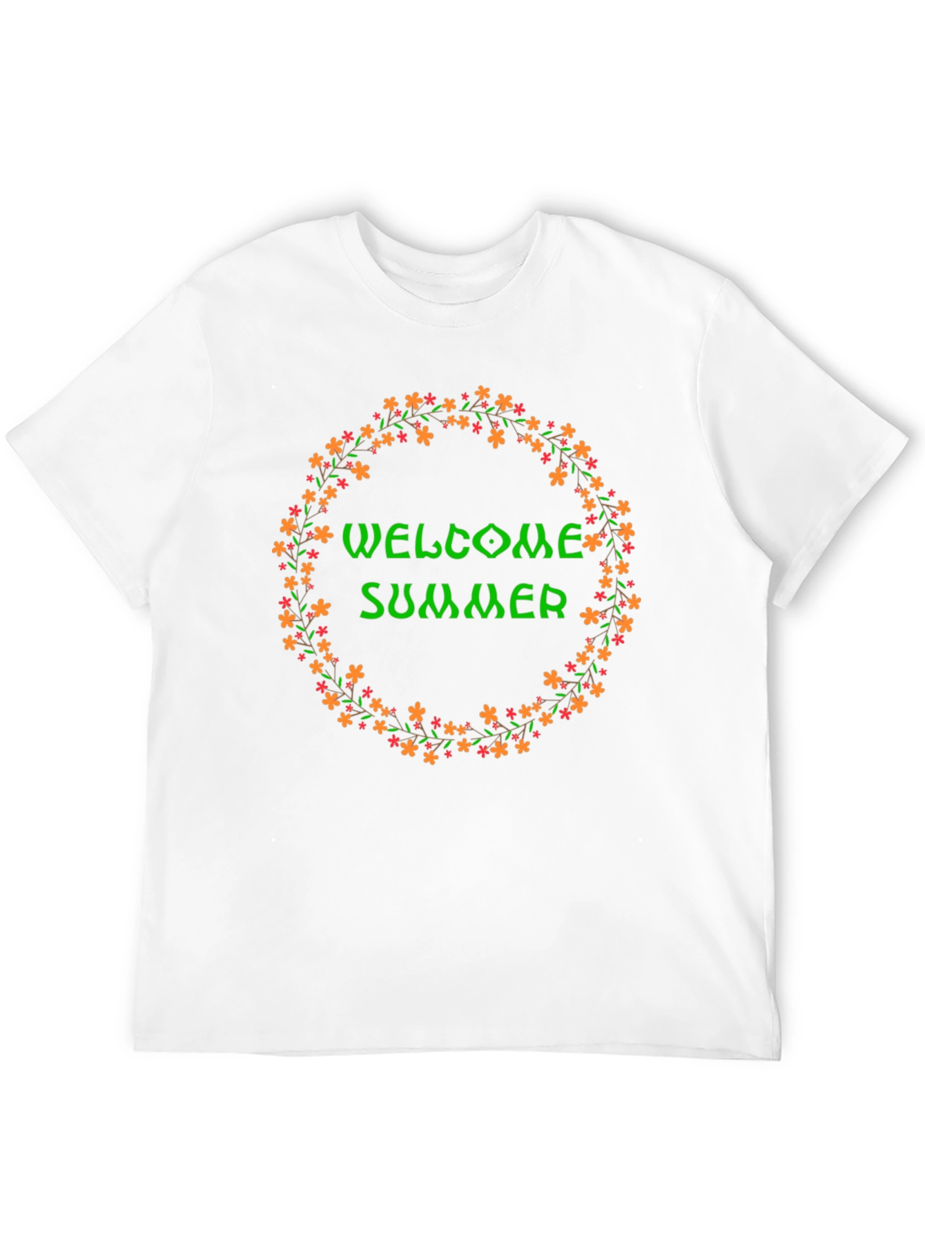 Welcome Summer Floral Wreath Graphic T-Shirt