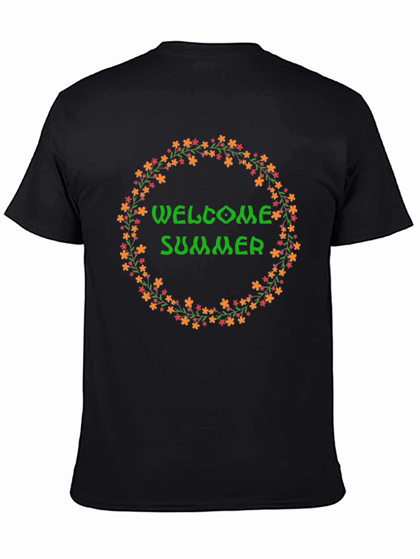 Welcome Summer Floral Wreath Graphic T-Shirt