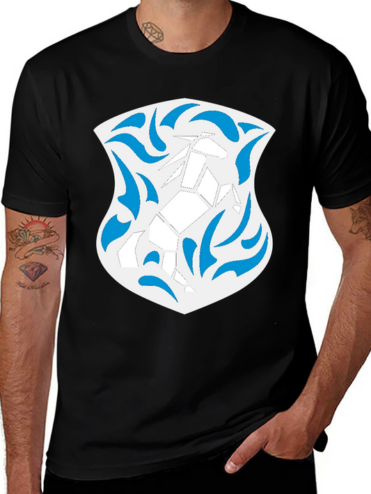 Abstract Geometric Horse Graphic Tee - Black