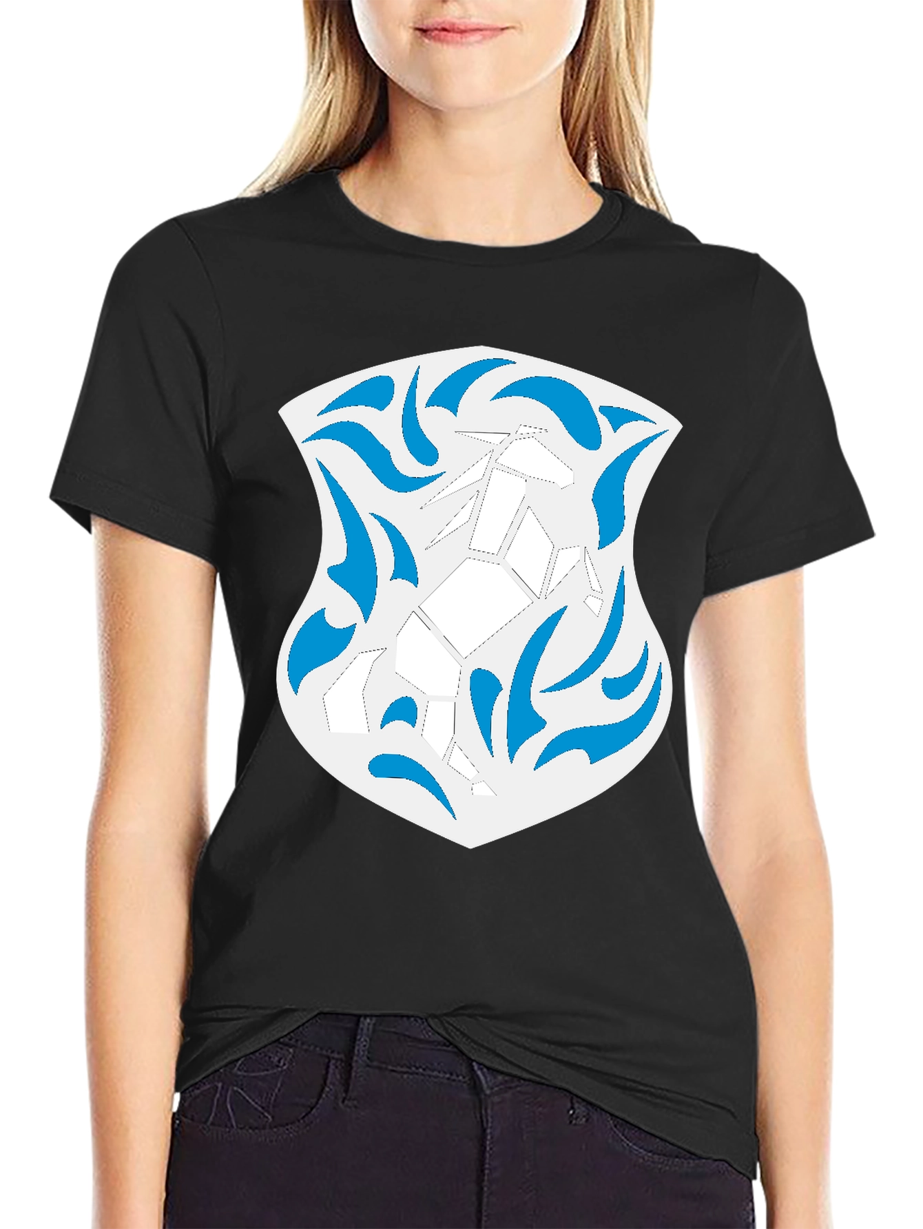 Abstract Geometric Horse Graphic Tee - Black