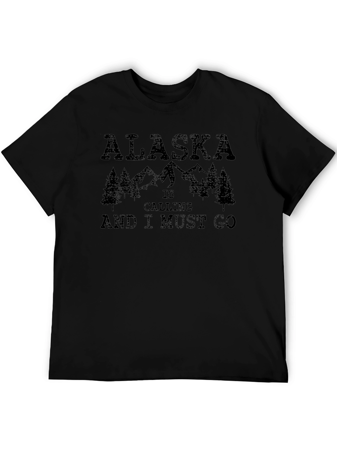 Alaska Is Calling Mens Black Graphic Tee