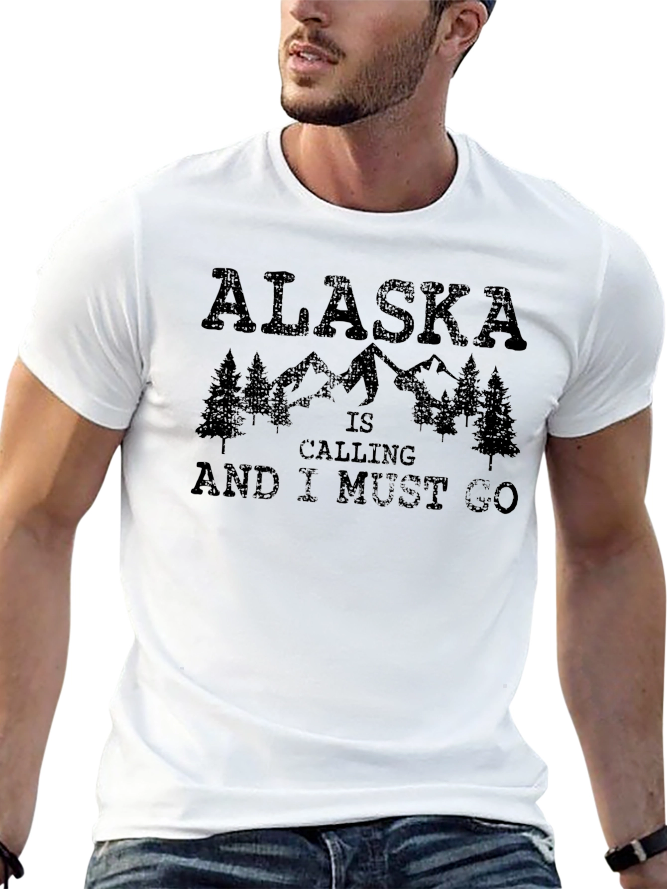 Alaska Is Calling Mens Black Graphic Tee