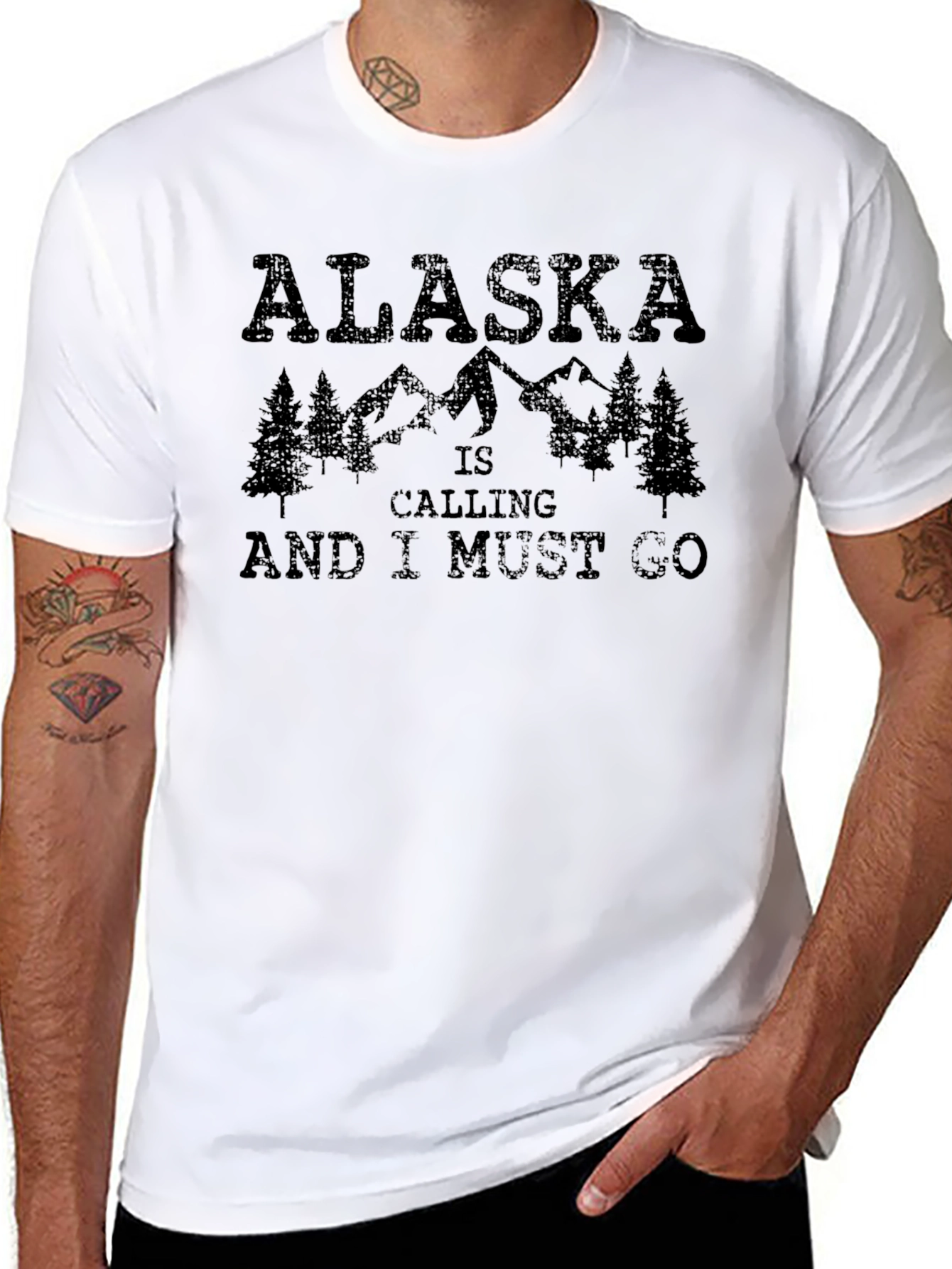 Alaska Is Calling Mens Black Graphic Tee