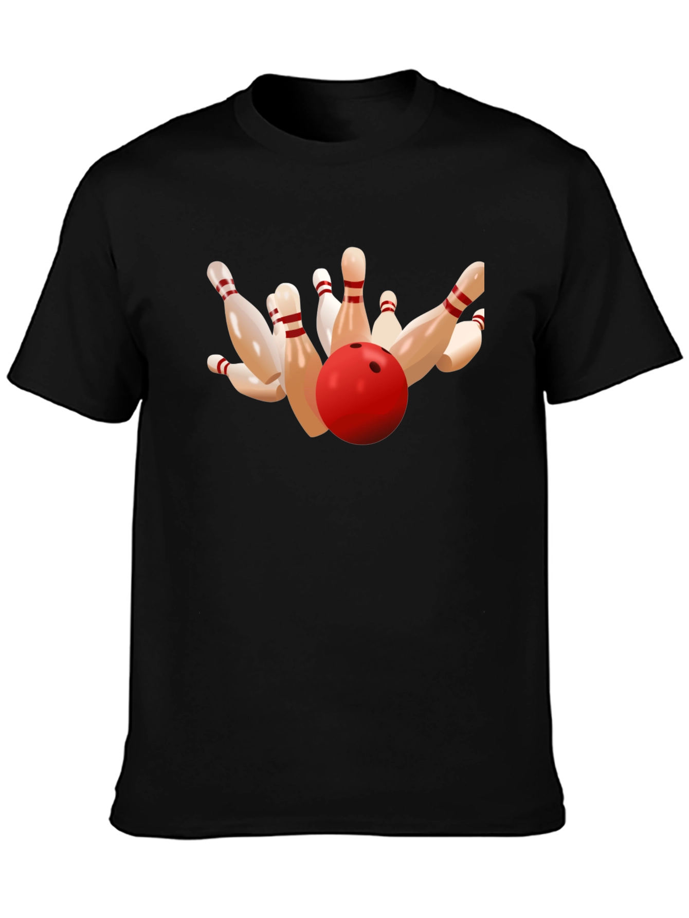 Bowling Strike Graphic Tee - Black