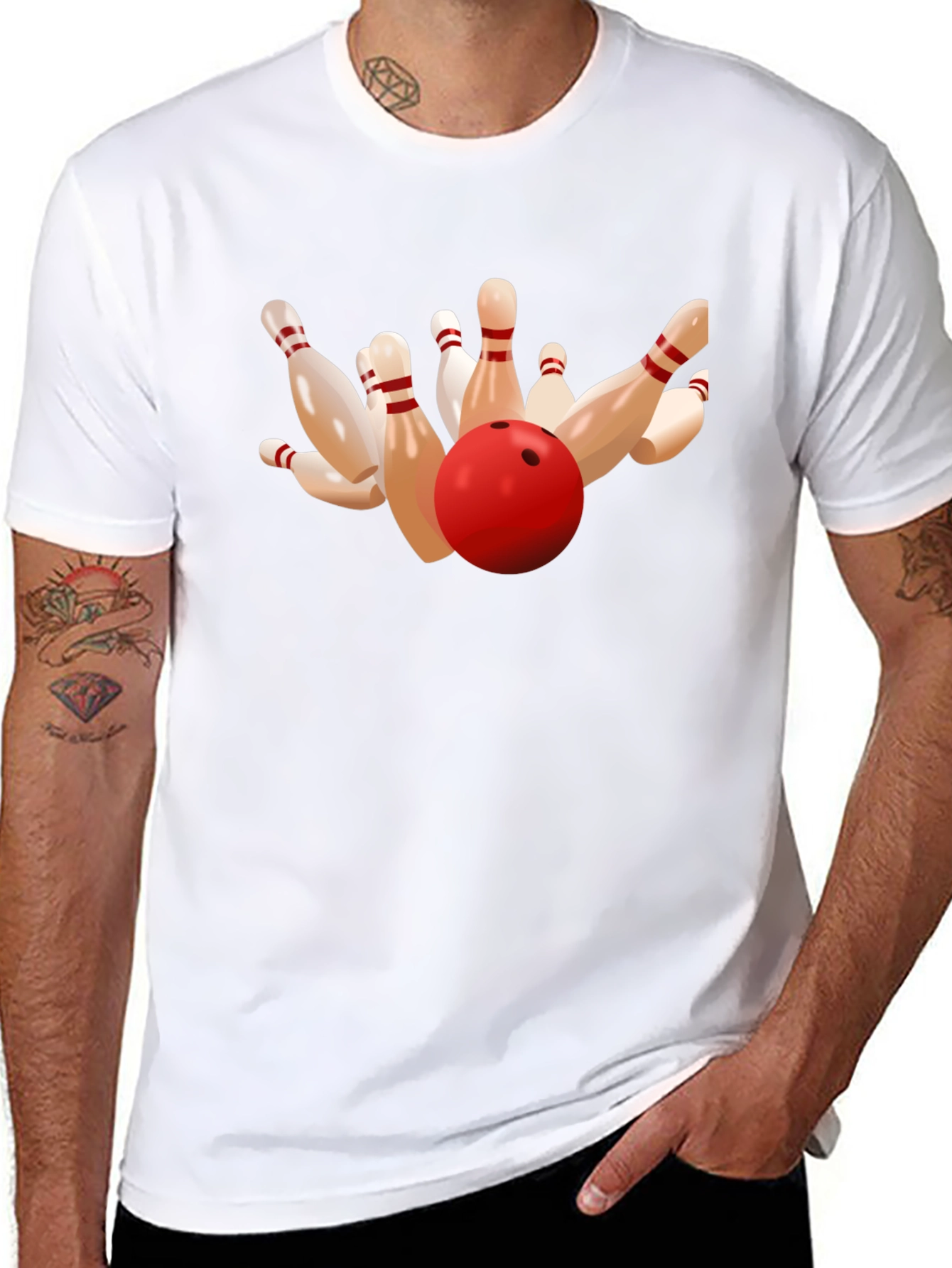 Bowling Strike Graphic Tee - Black