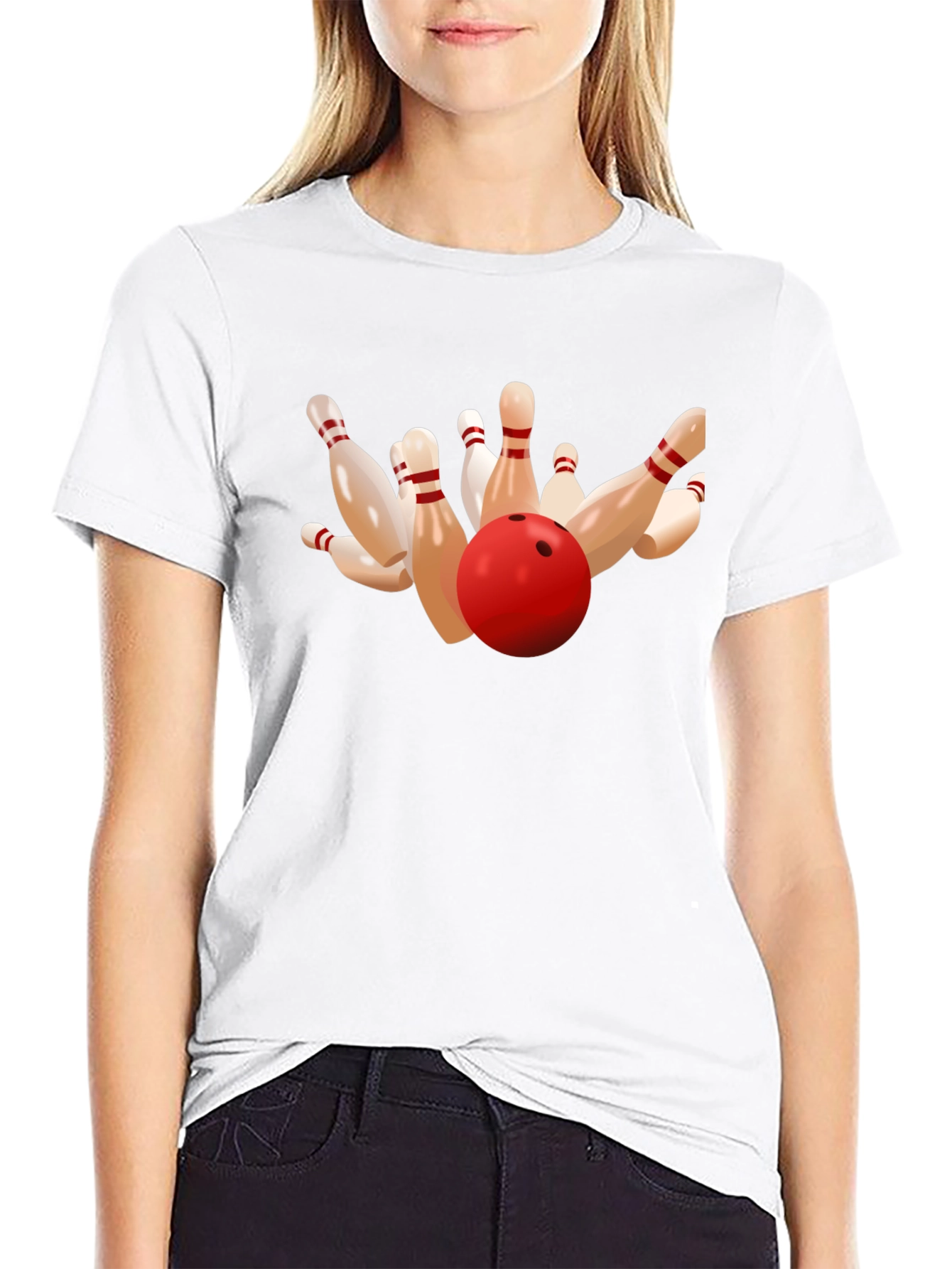 Bowling Strike Graphic Tee - Black