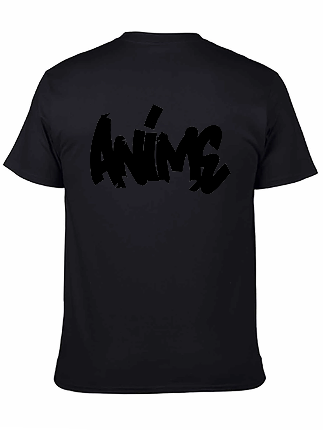 Anime Graphic Tee - Black Cotton T-Shirt