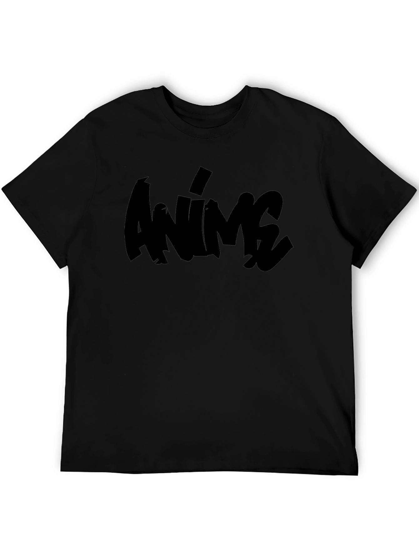 Anime Graphic Tee - Black Cotton T-Shirt