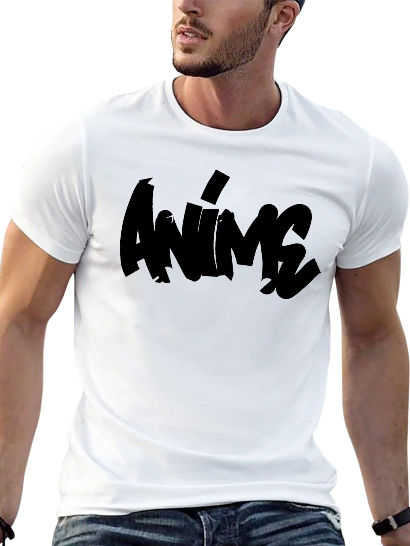 Anime Graphic Tee - Black Cotton T-Shirt