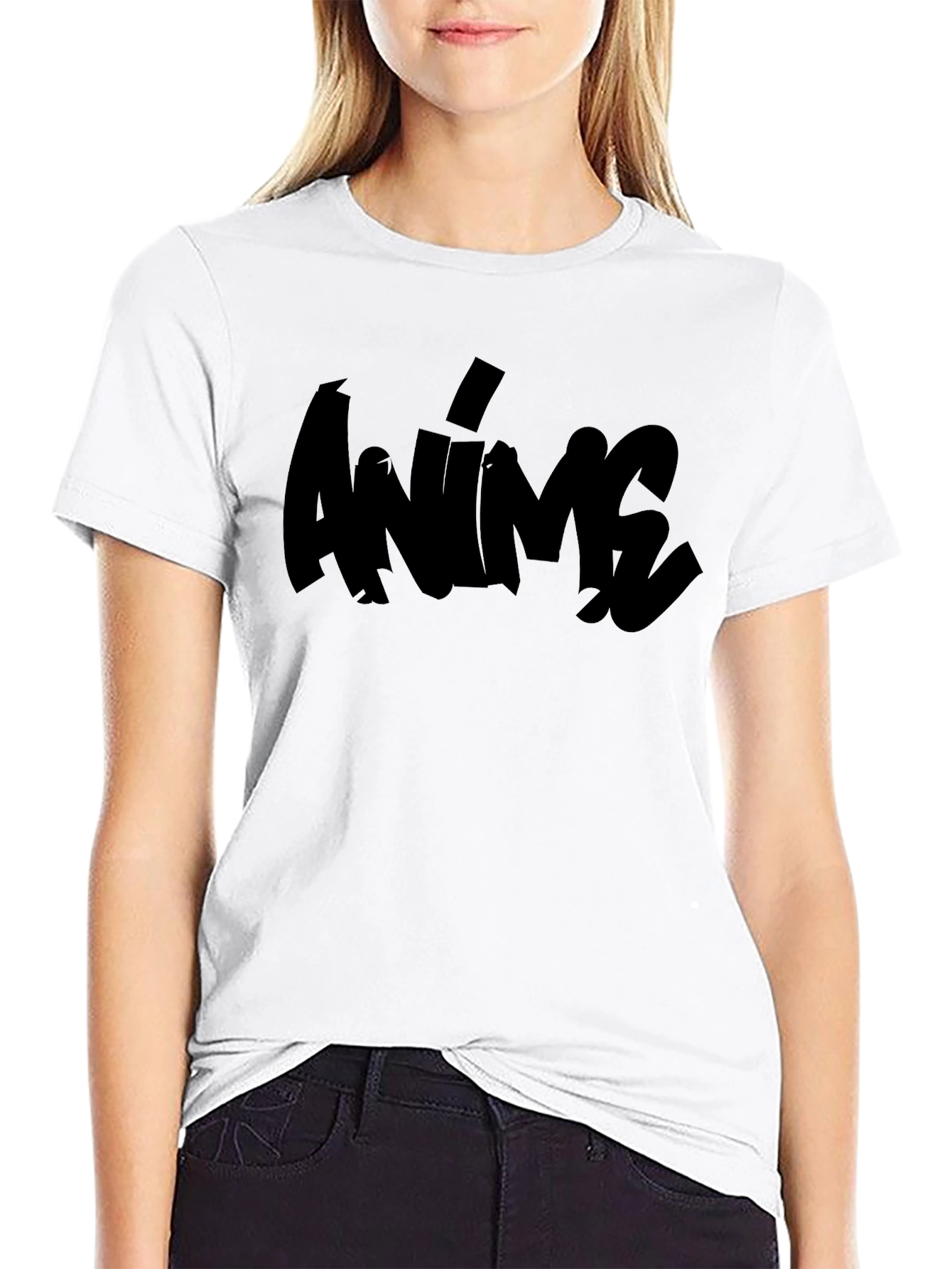 Anime Graphic Tee - Black Cotton T-Shirt