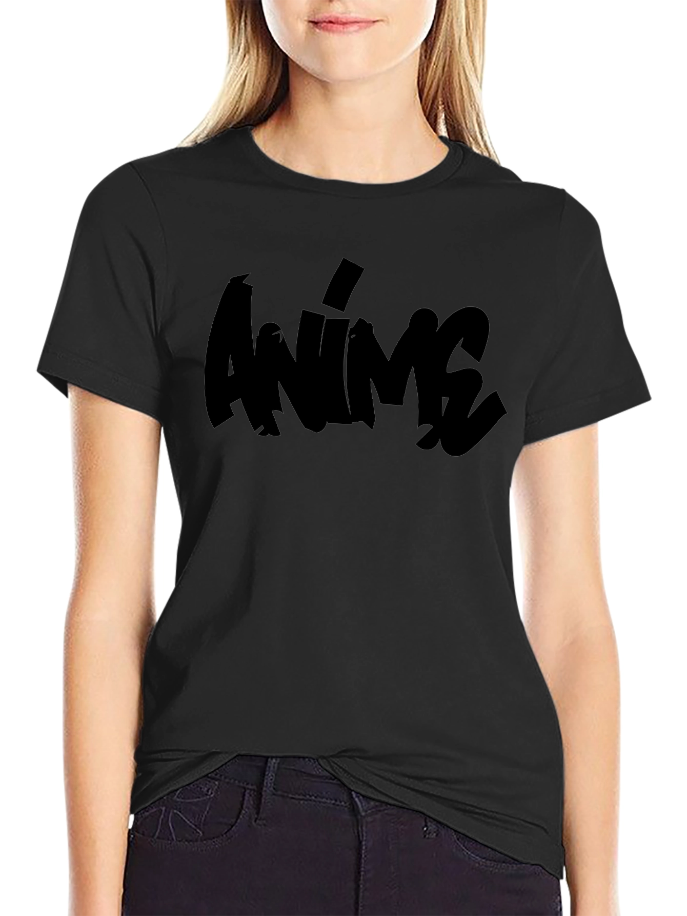 Anime Graphic Tee - Black Cotton T-Shirt