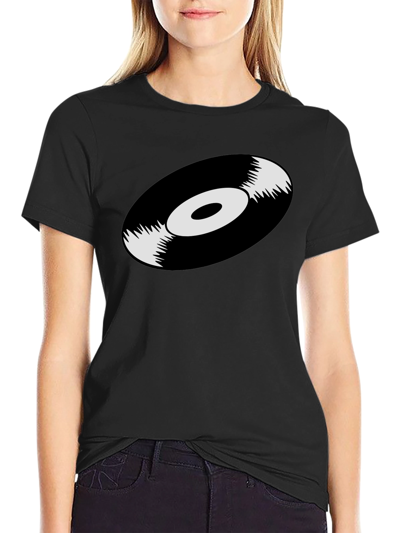 Vinyl Record Graphic T-Shirt - Black