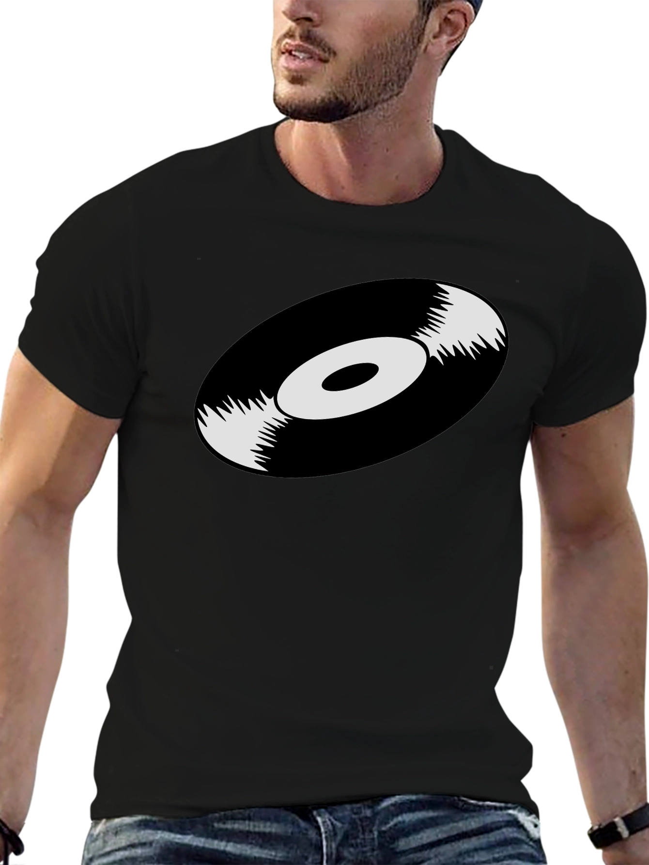 Vinyl Record Graphic T-Shirt - Black