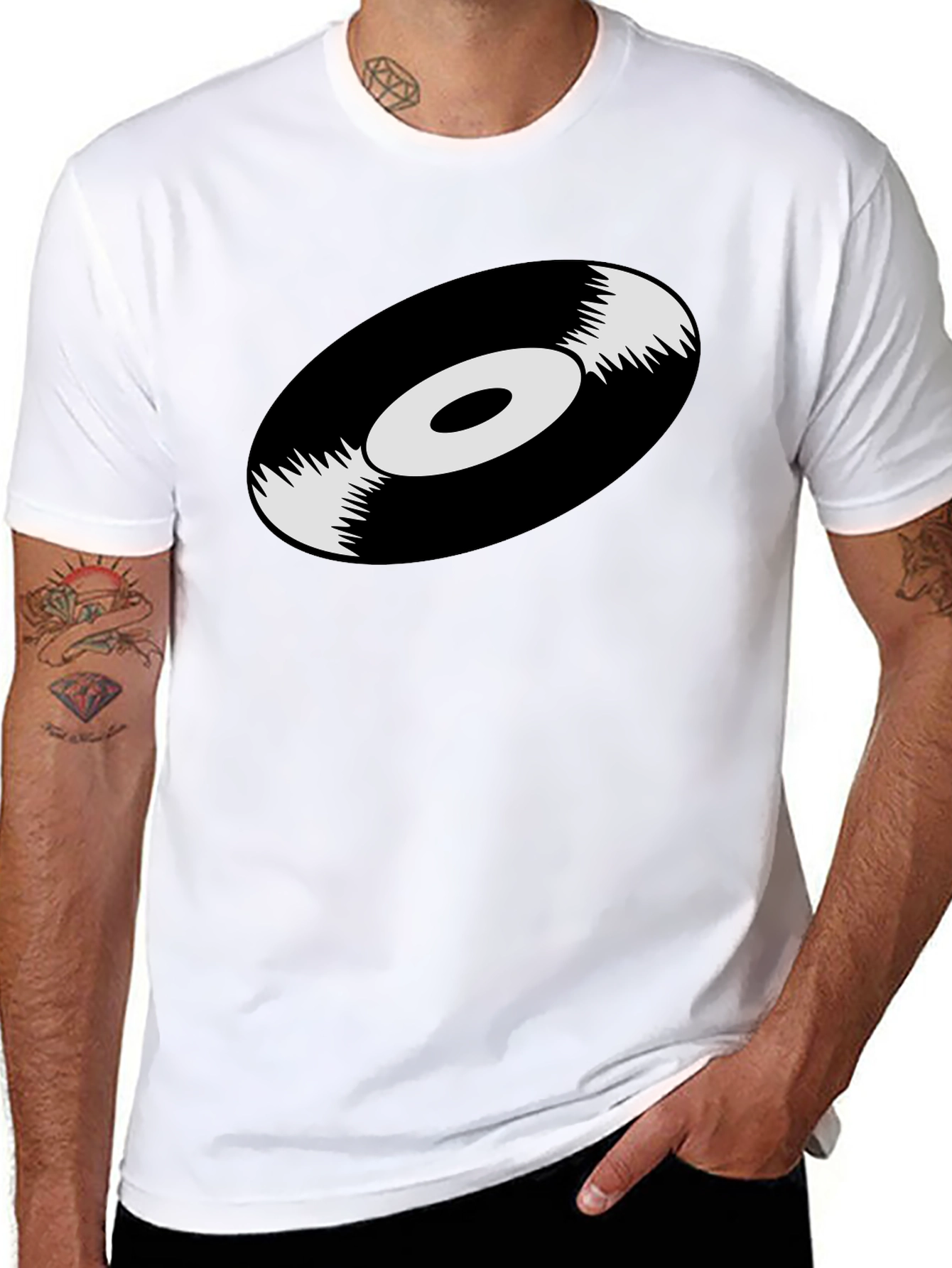 Vinyl Record Graphic T-Shirt - Black