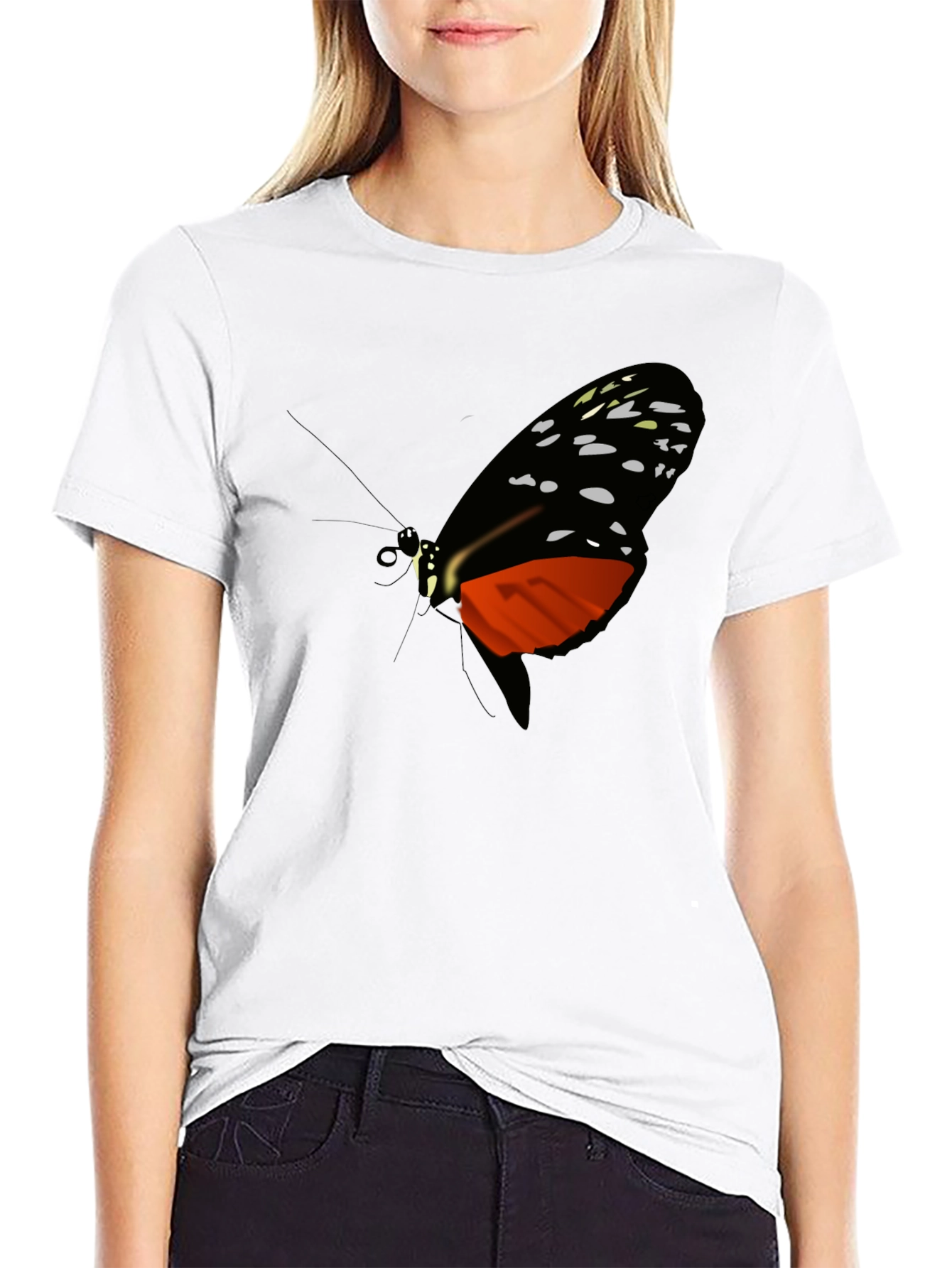 Butterfly Graphic Print Black T-Shirt