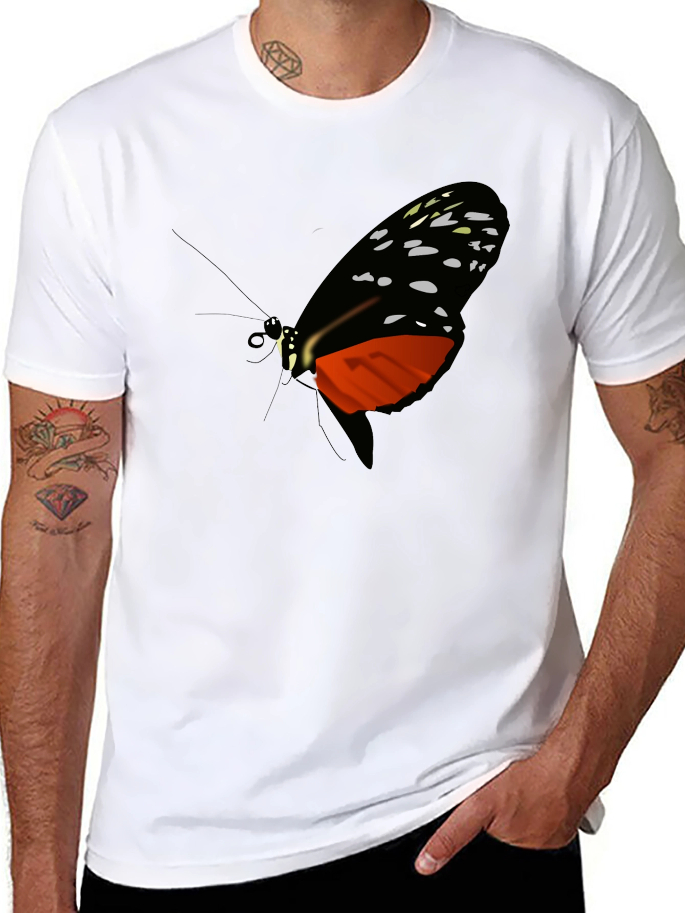 Butterfly Graphic Print Black T-Shirt