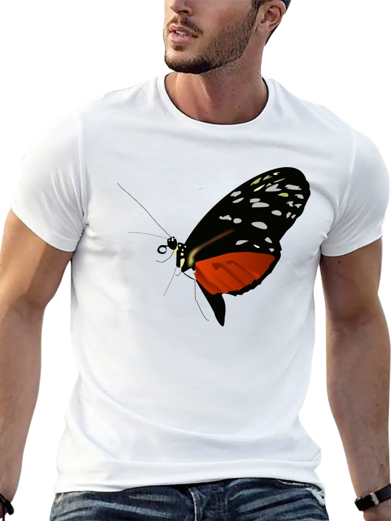 Butterfly Graphic Print Black T-Shirt