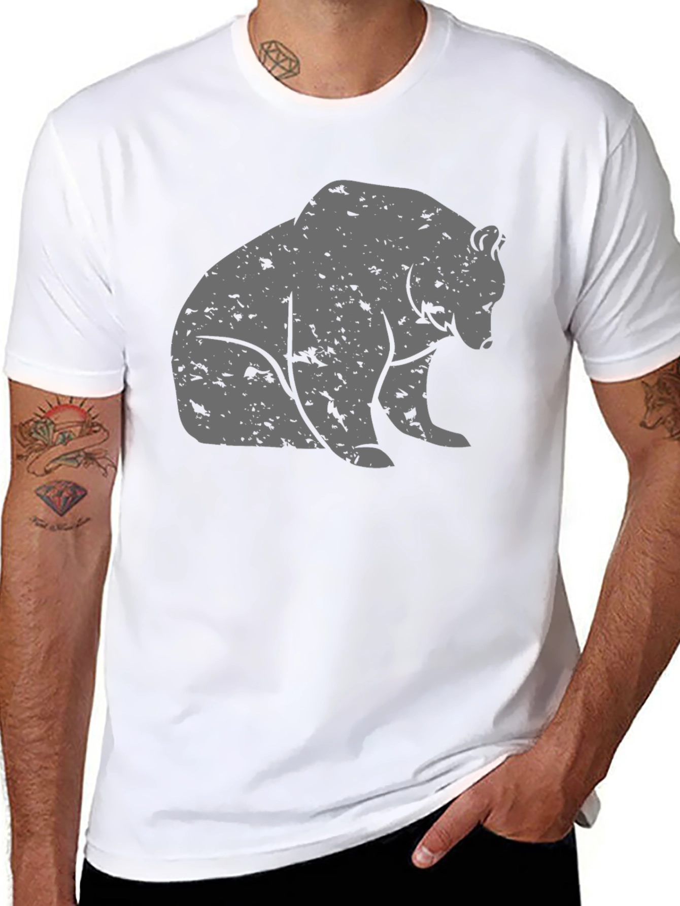Bear Graphic T-Shirt - Casual Black Tee