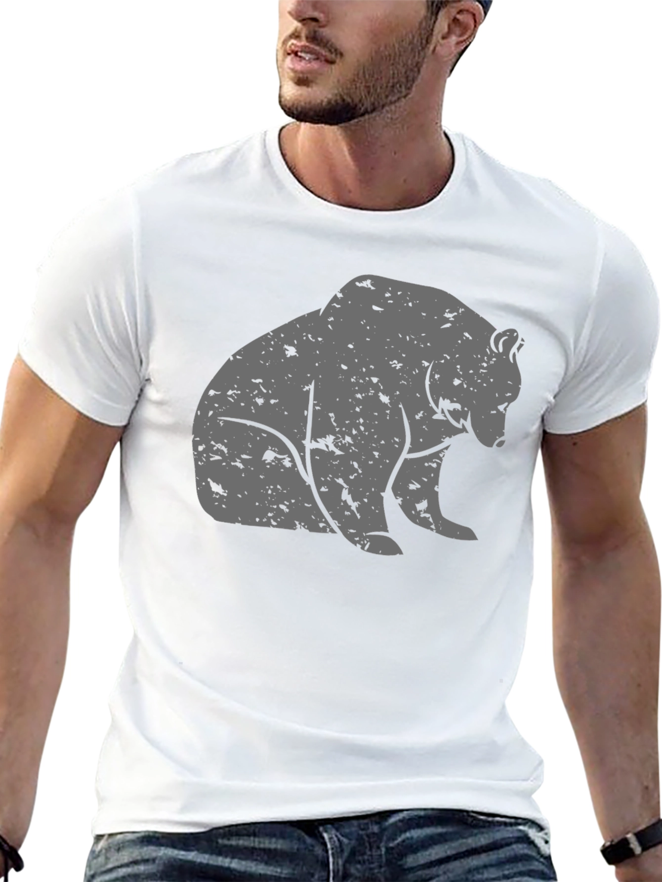 Bear Graphic T-Shirt - Casual Black Tee