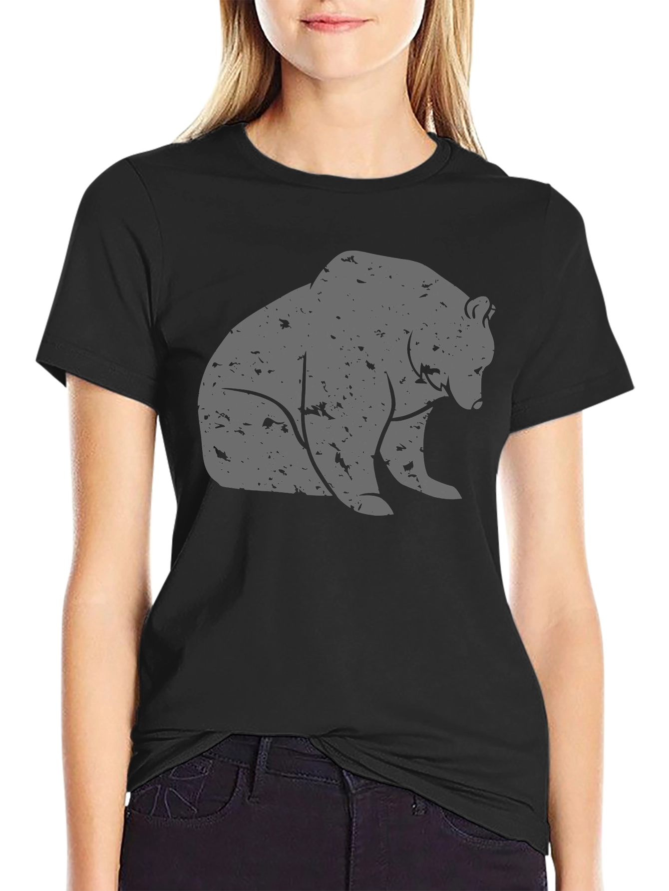 Bear Graphic T-Shirt - Casual Black Tee